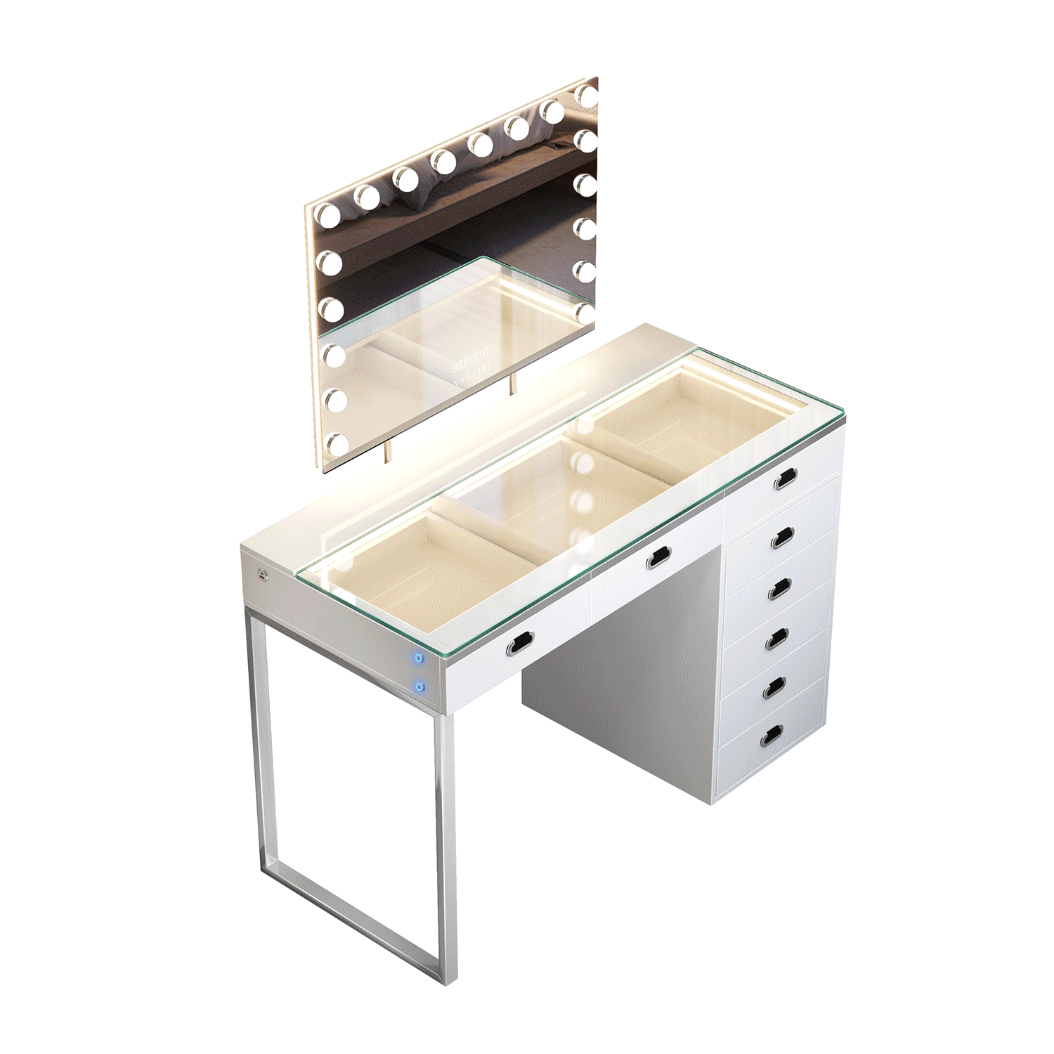 VANITII Chelsea Vanity Set with Hollywood Music Mirror