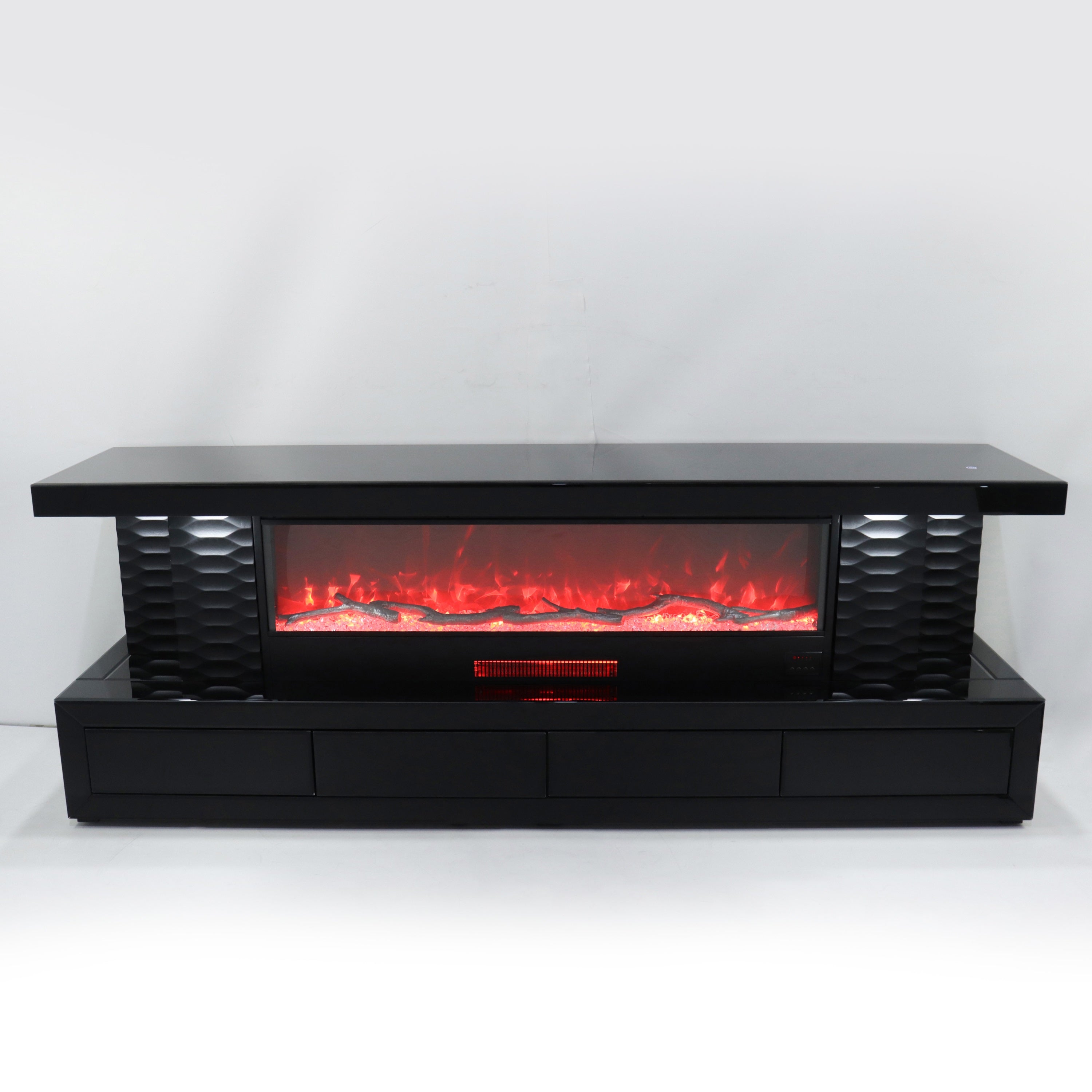 Fully Assembled 71" TV Stand LED Mirrored Fireplace