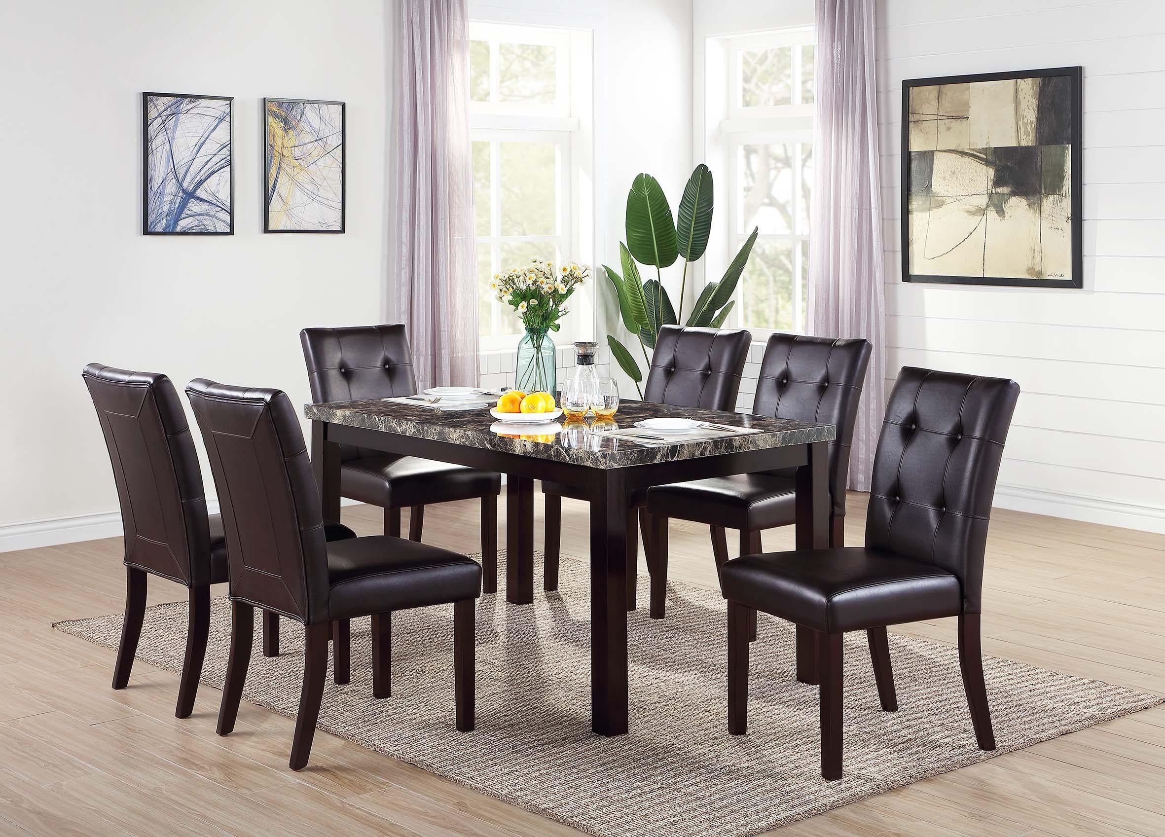 Sfvnco Faux Marble Dining Table 60" X 36" in Espresso