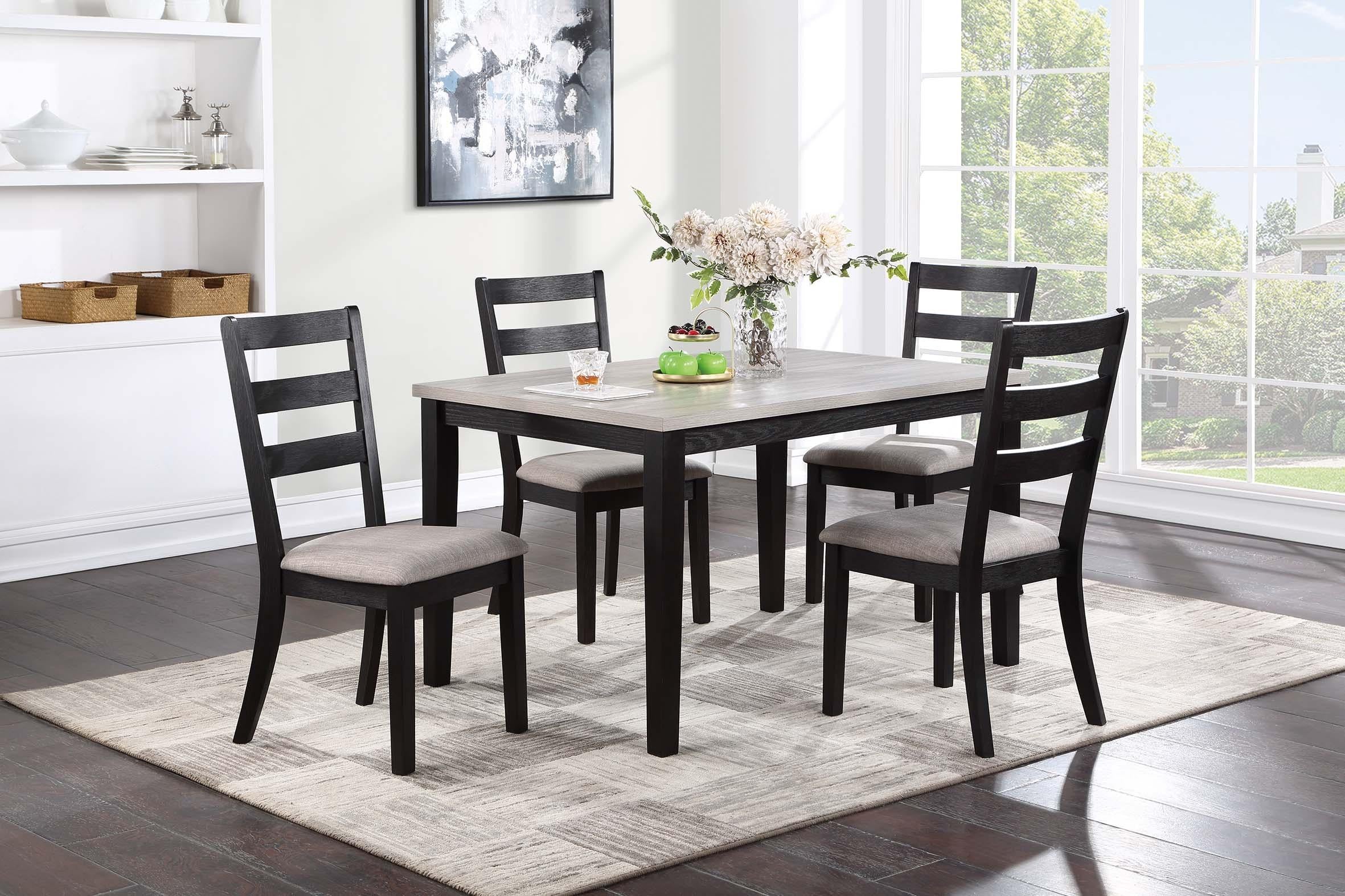 Tamich 5-Pcs Dining Set in Black + White