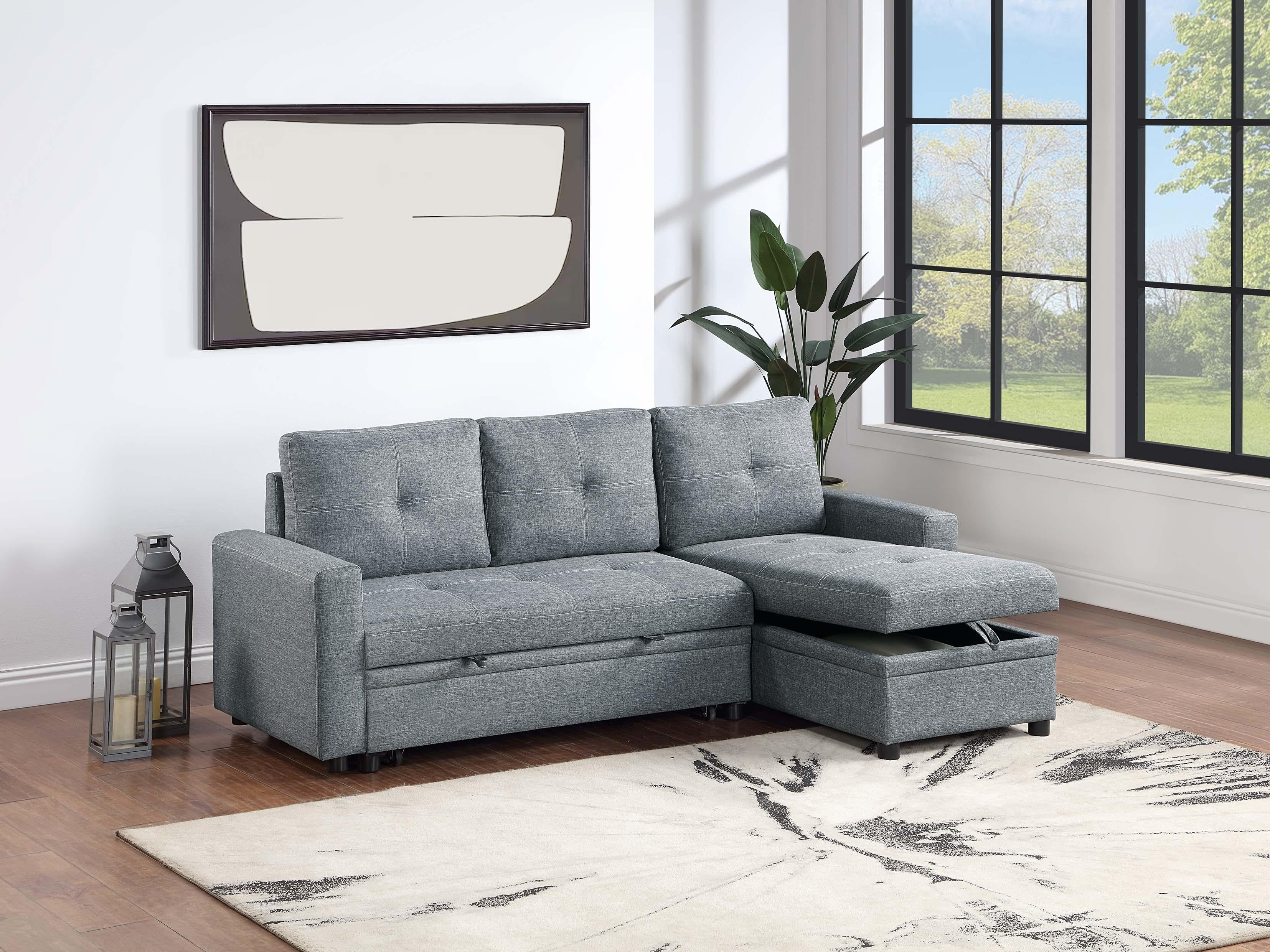 Uniqvn Convertible Sectional Set in Black Gray