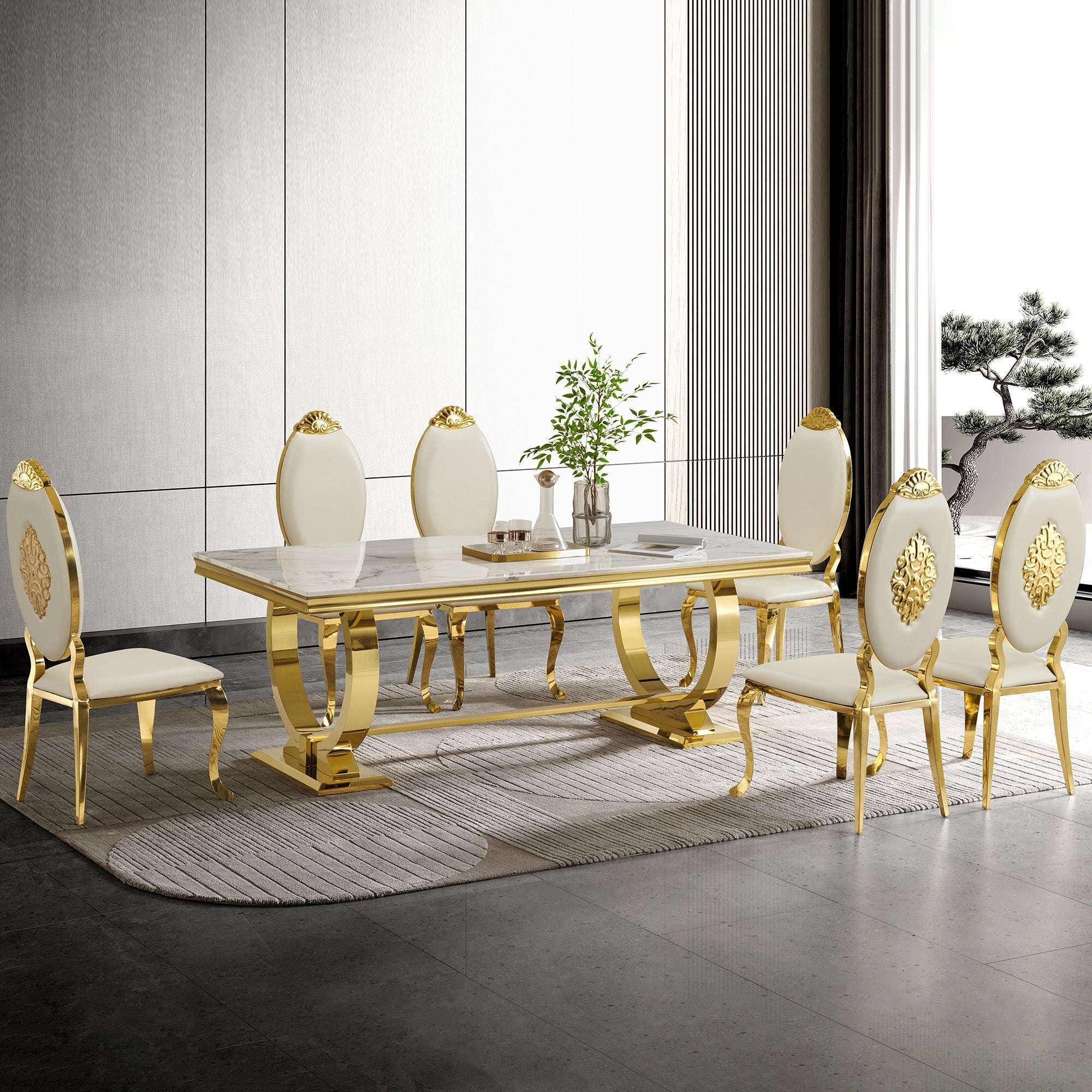 Modern Dining Table with 20mm Marble Top