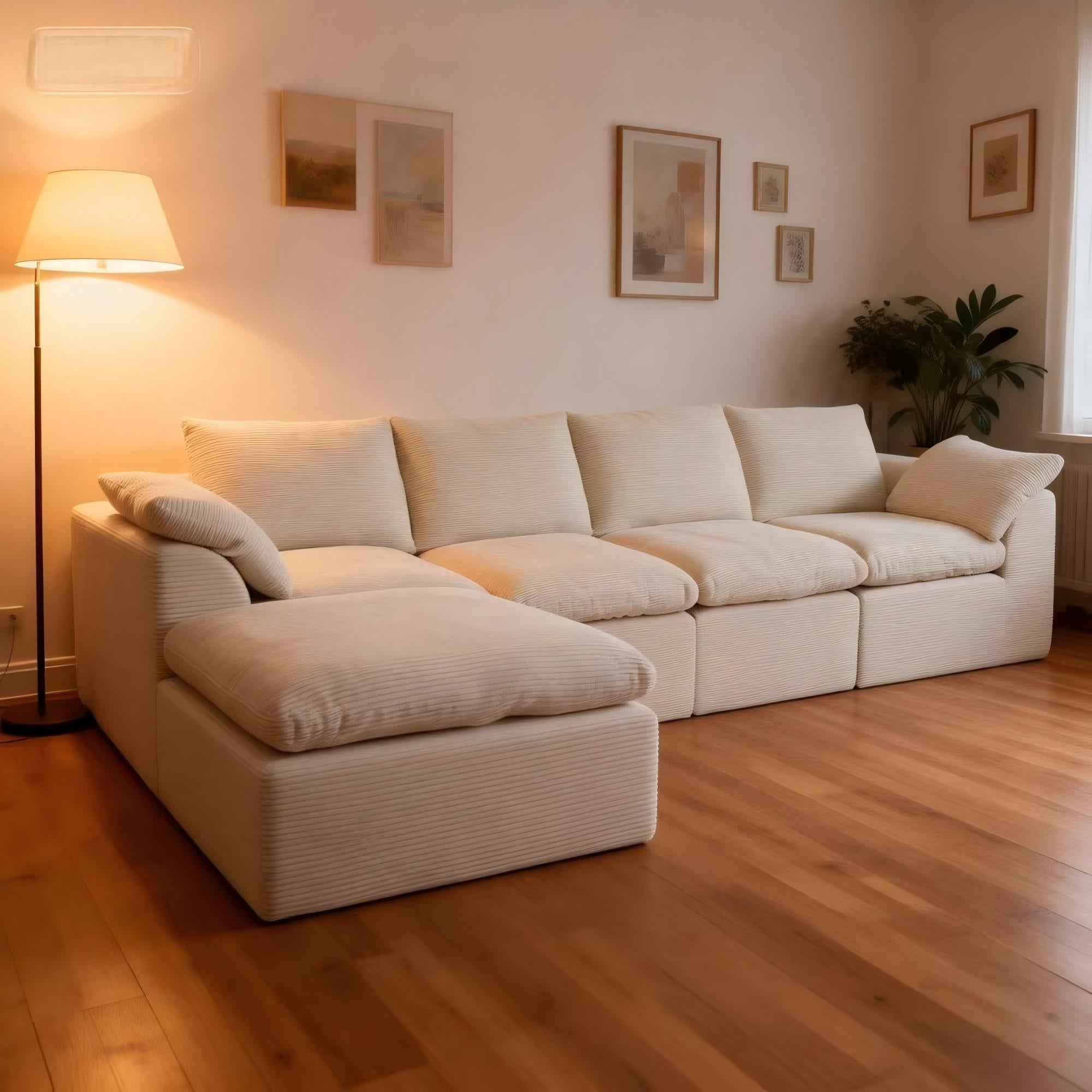 Michia Modular Sectional 6-piece Beige with Ottoman