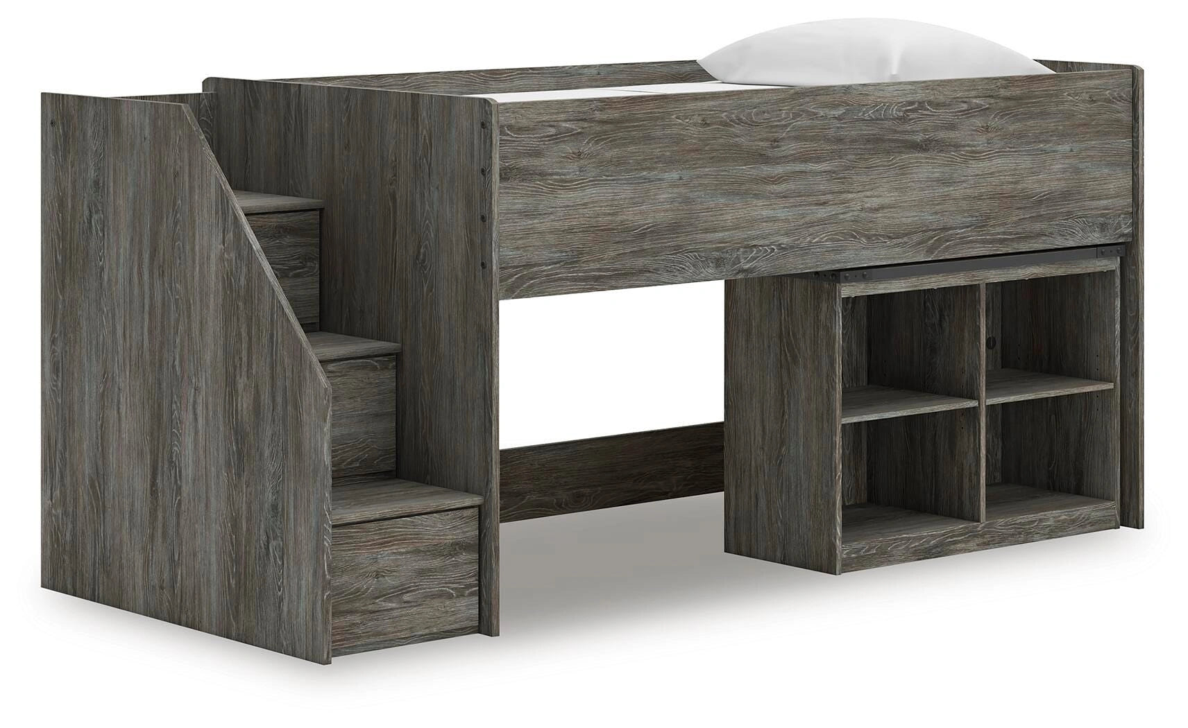 Frandern Loft Bed with Bookcase Storage