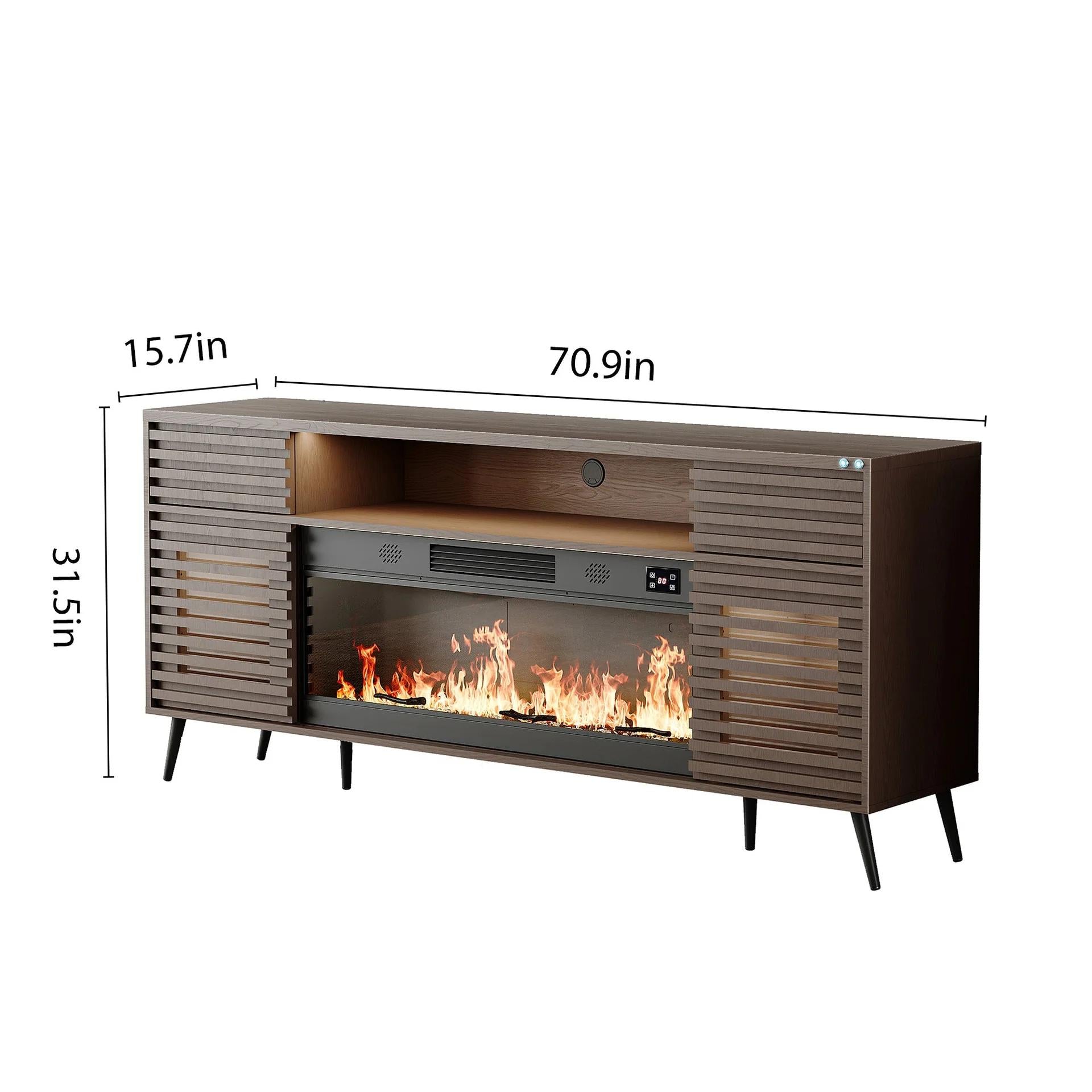 Size of SITA Fully Assembled 71" TV Stand with Electric Fireplace