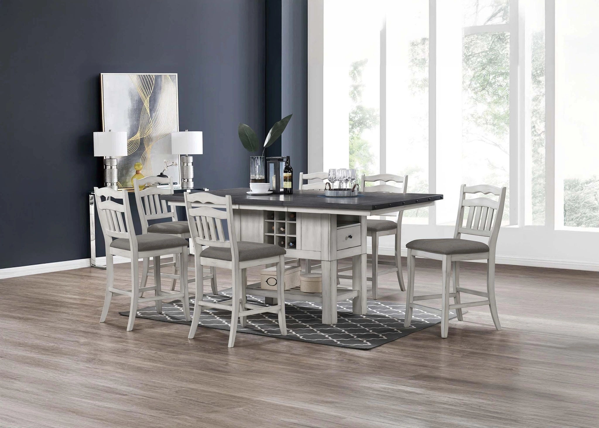 Serkou Counter Height Table in Antique White