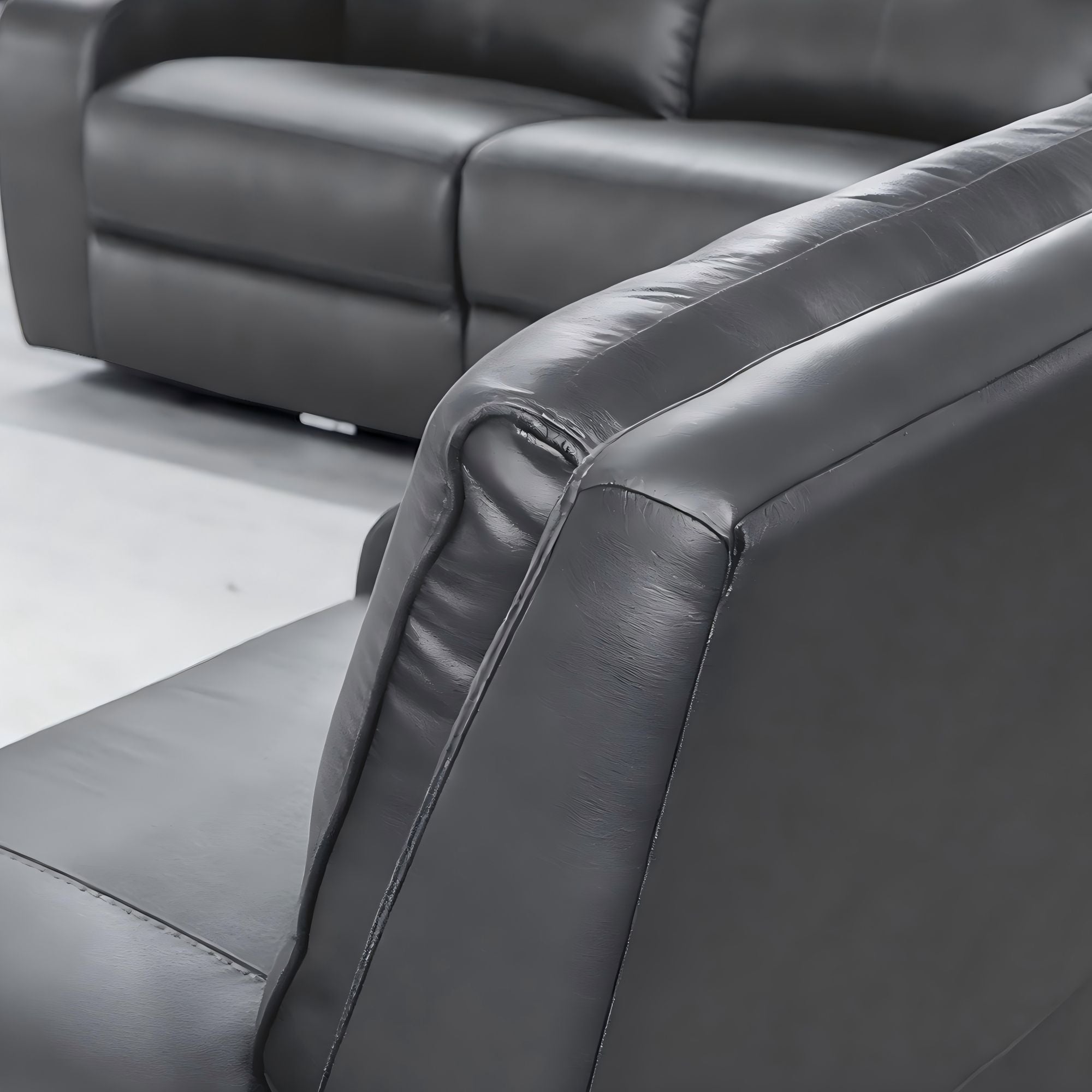 Corpus Gray Leather Reclining Sectional, L-Shaped Corner Couch with Cup Holders for Living Room