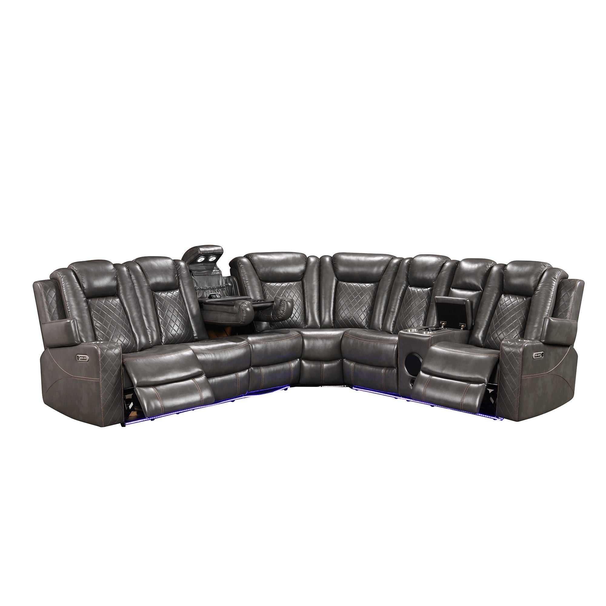 Alice Power Recliner Sectional Gray