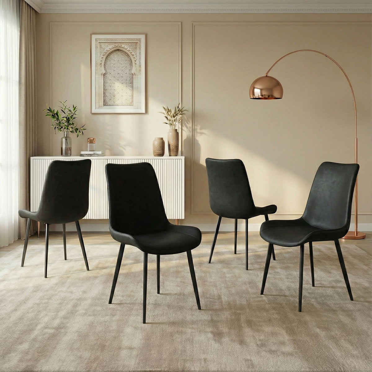 Black PU iron chair 4PCS/CTN