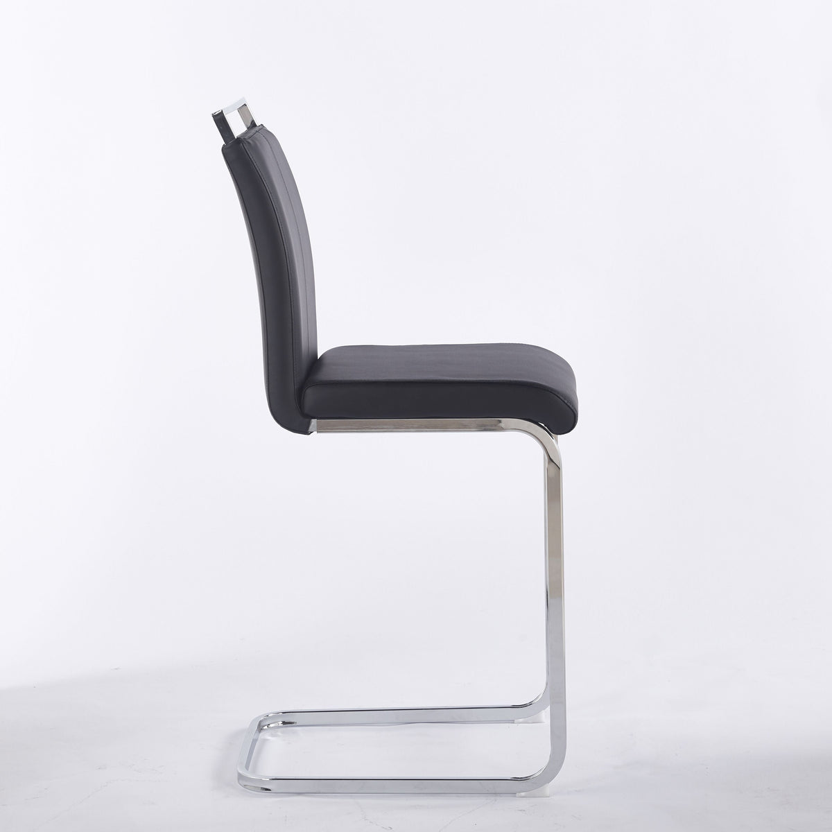 Contemporary Upholstered Dining Chair, Diamond Stitched PU Leather with Gold/Chrome Cantilever Base 4pCS/CTN