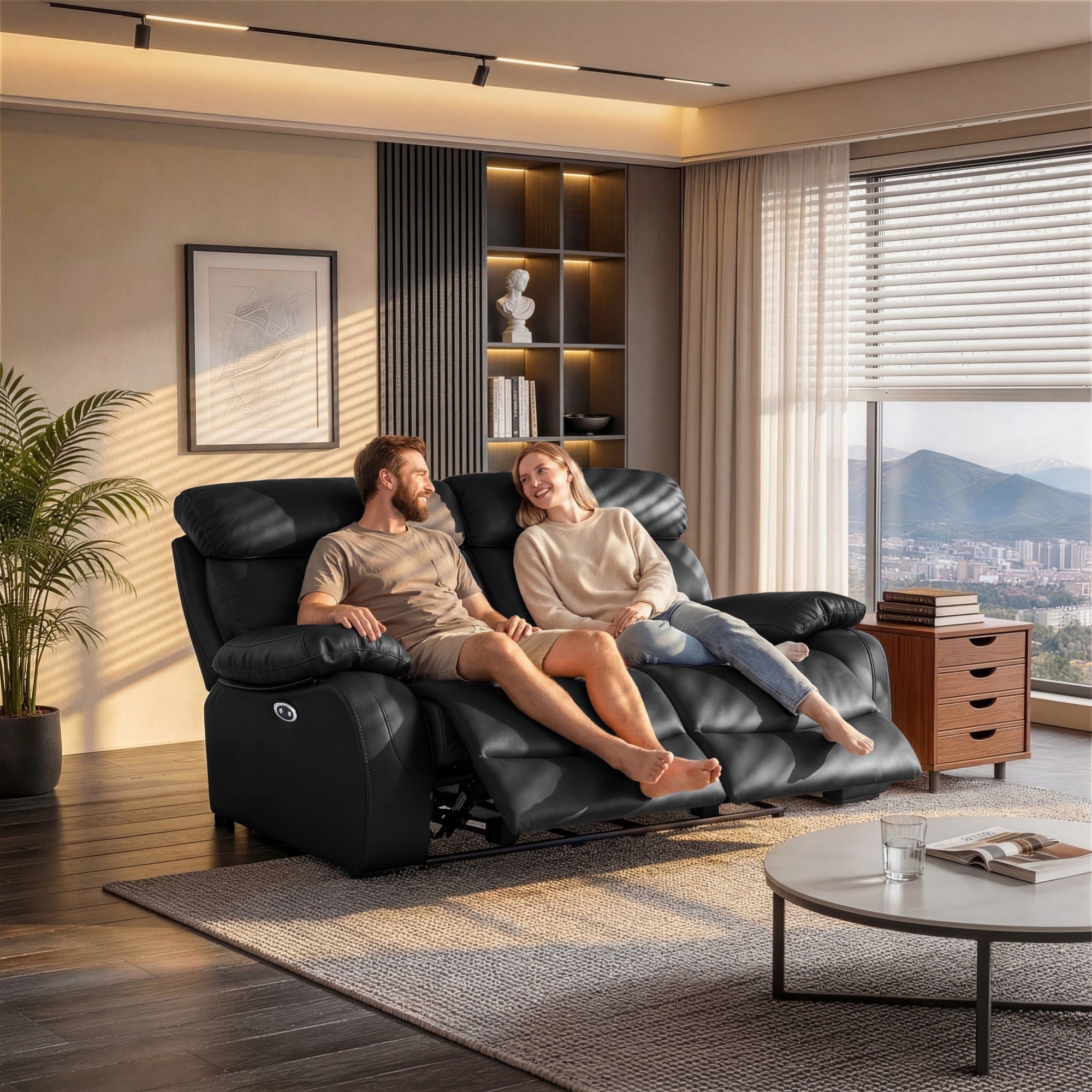 Harry Black Power Motion Loveseat