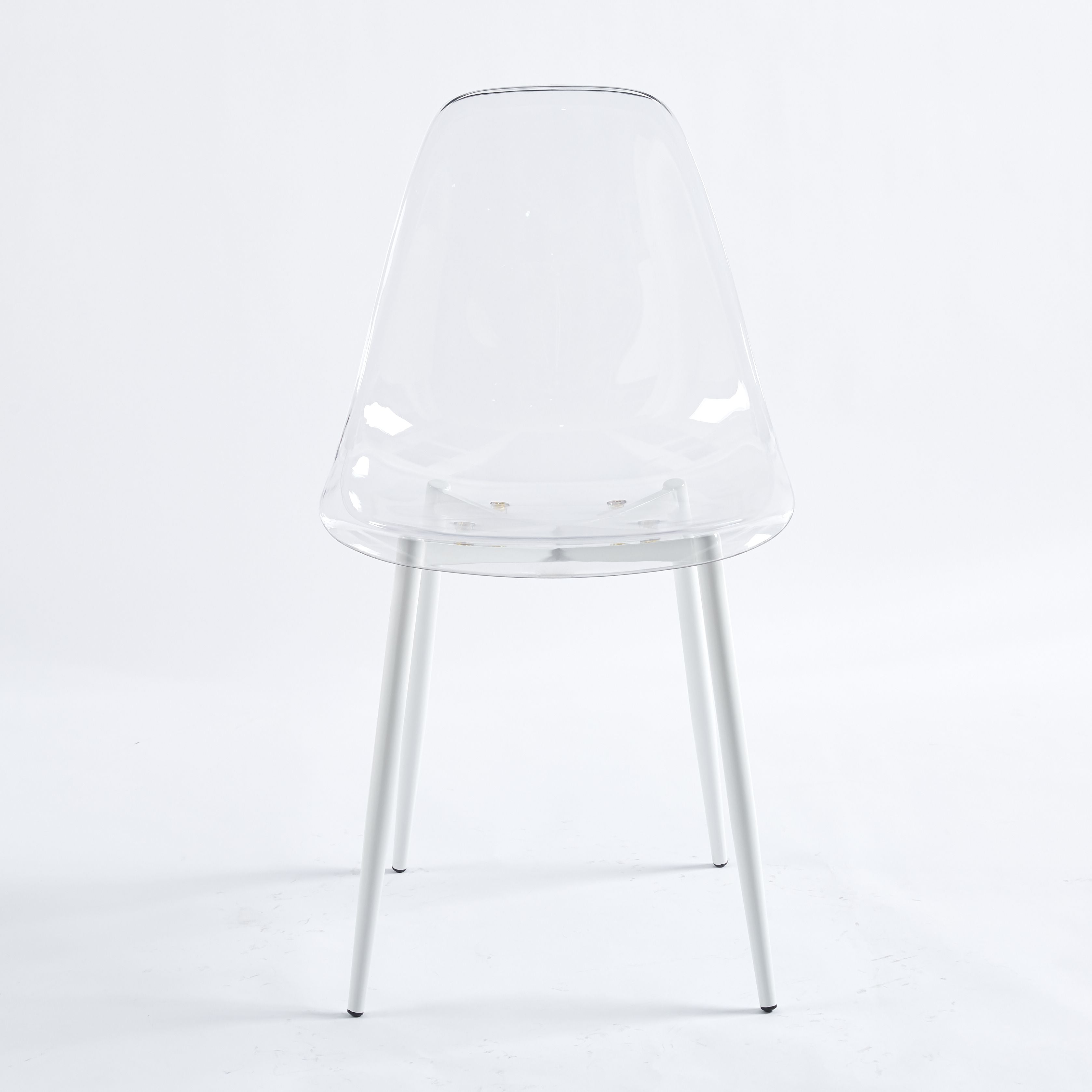 Clear Acrylic Accent Side Chairs w/ Metal Legs for Dining/Kitchen/Living Room