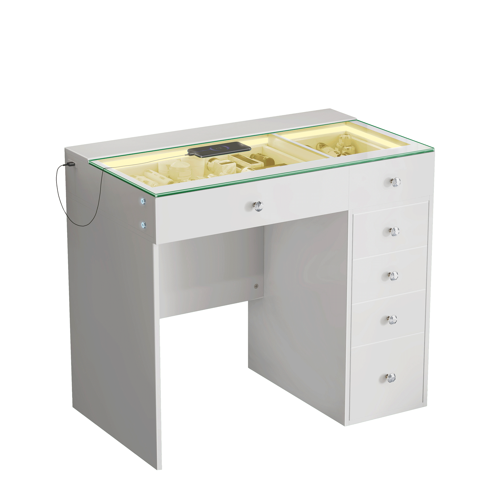VANITII Mini Diana Vanity Desk- 6 Storage Drawers