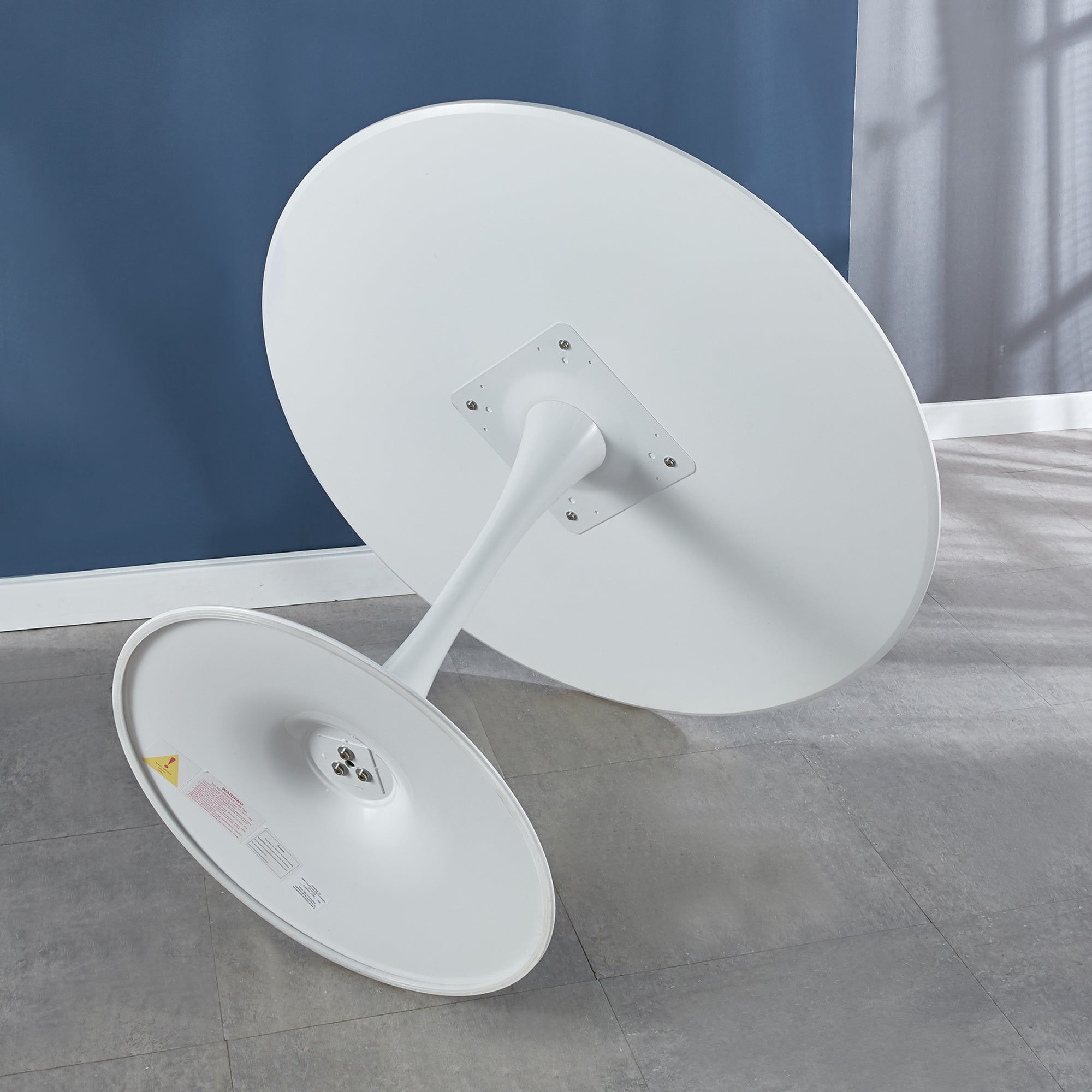 42.1'' White Tulip Mid-Century Dining Table (MDF round top, pedestal) – seats 4-6