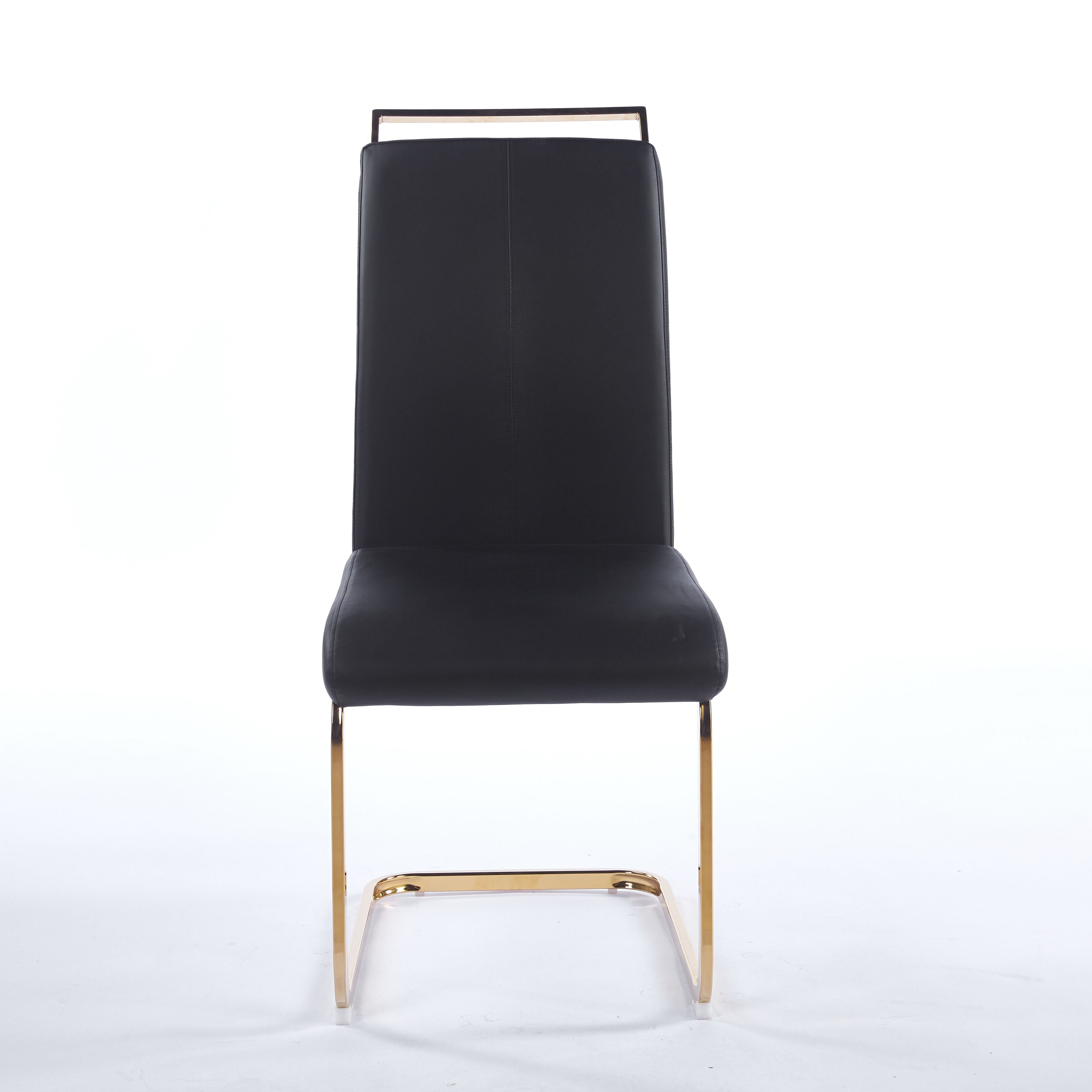Contemporary Cantilever Dining Chair, Leather Upholstery with Golden Metal Base 4pCS/CTN