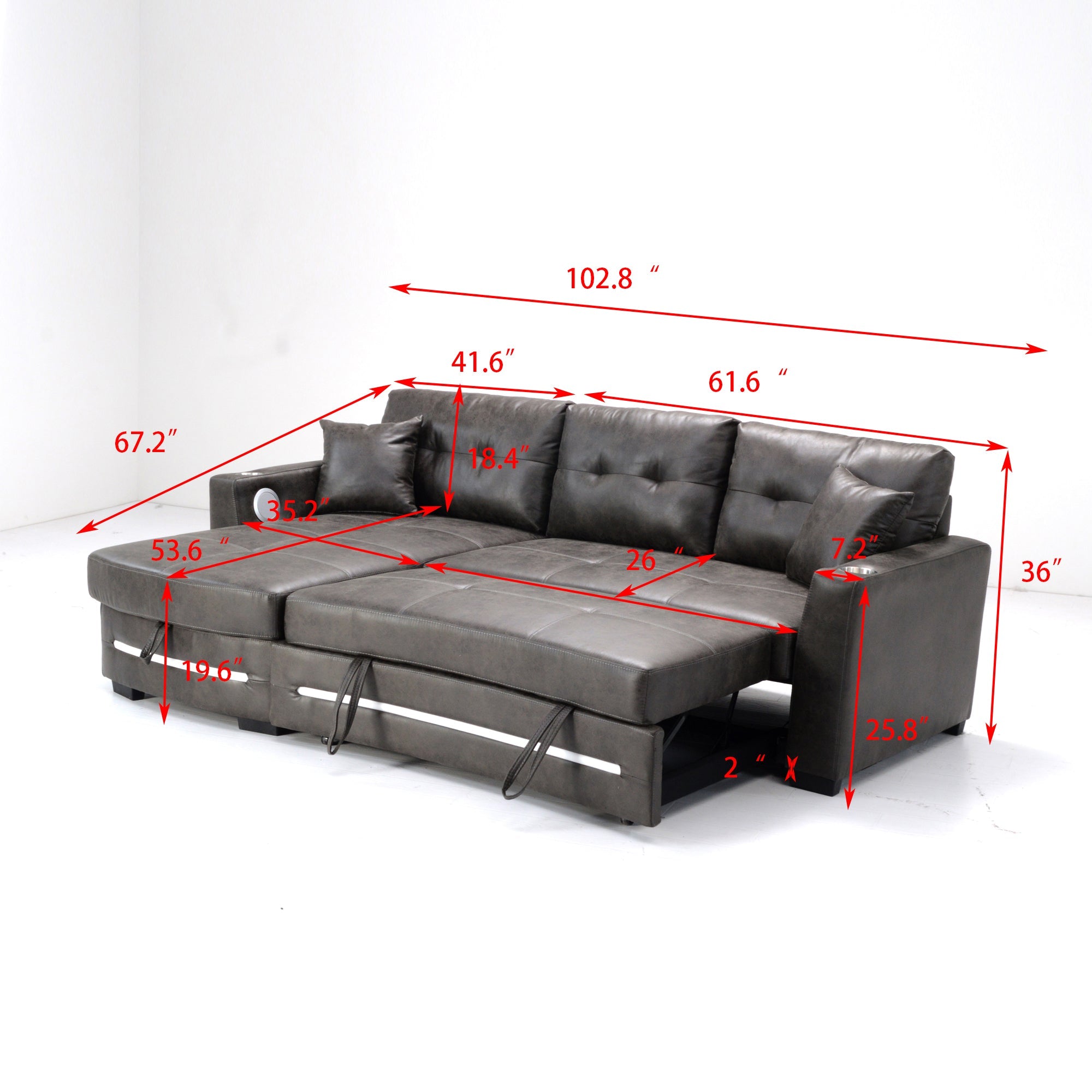 L-Shape sofa with storage and Pull-out bed-1369 R&L