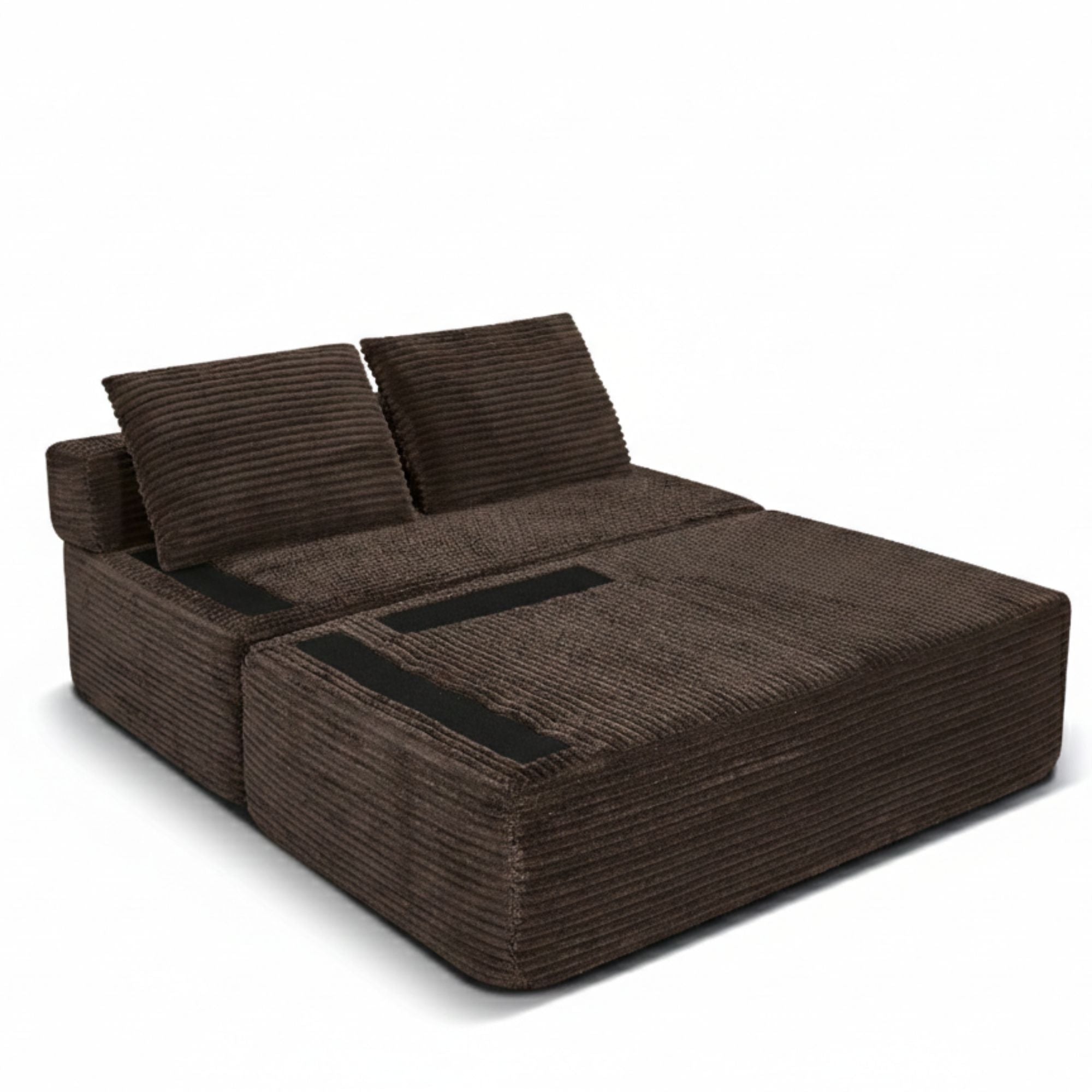 Modern Brown Corduroy Sectional Sofa, L-Shaped Couch