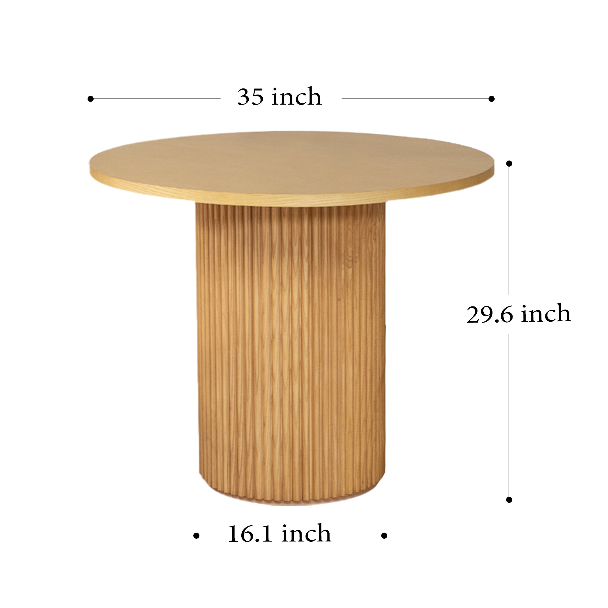 47″Round Dining Table Natural Wood Finished, with elegant Cylindrical Base