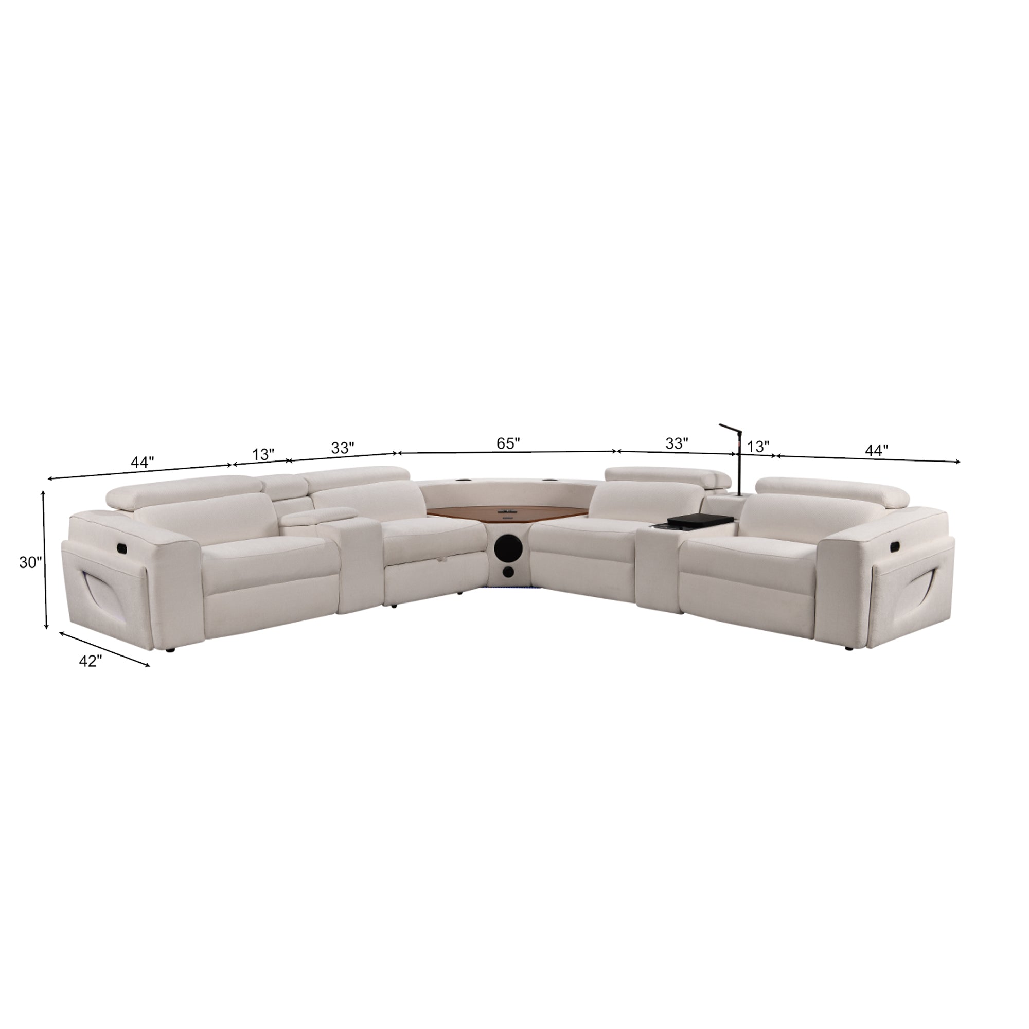 Power Recliner Fabric Sectional MC3028 White