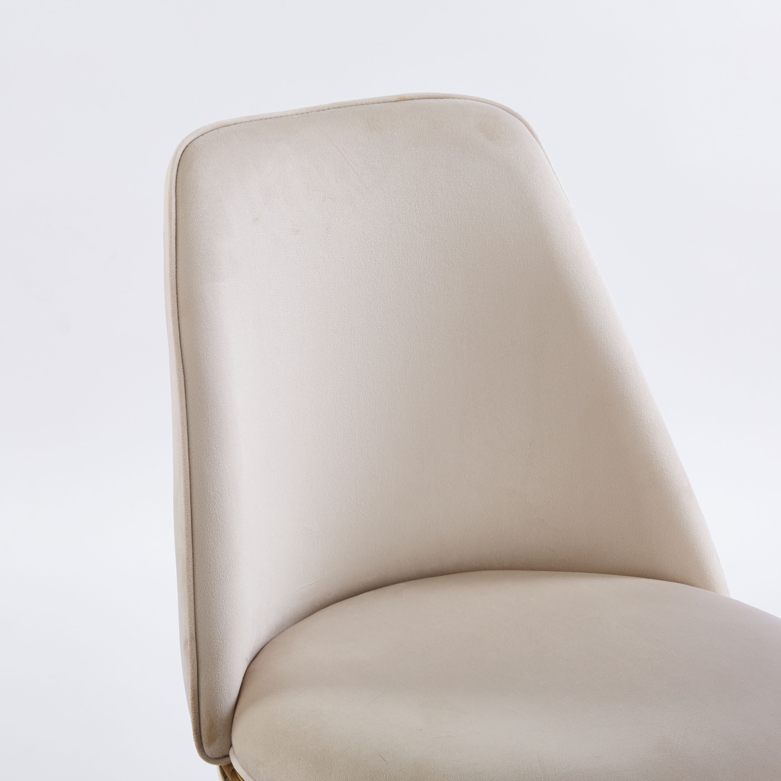 Modern Cream White Dining Chair - Gold-Plated Metal Legs, Velvet Upholstery 2pCS/CTN