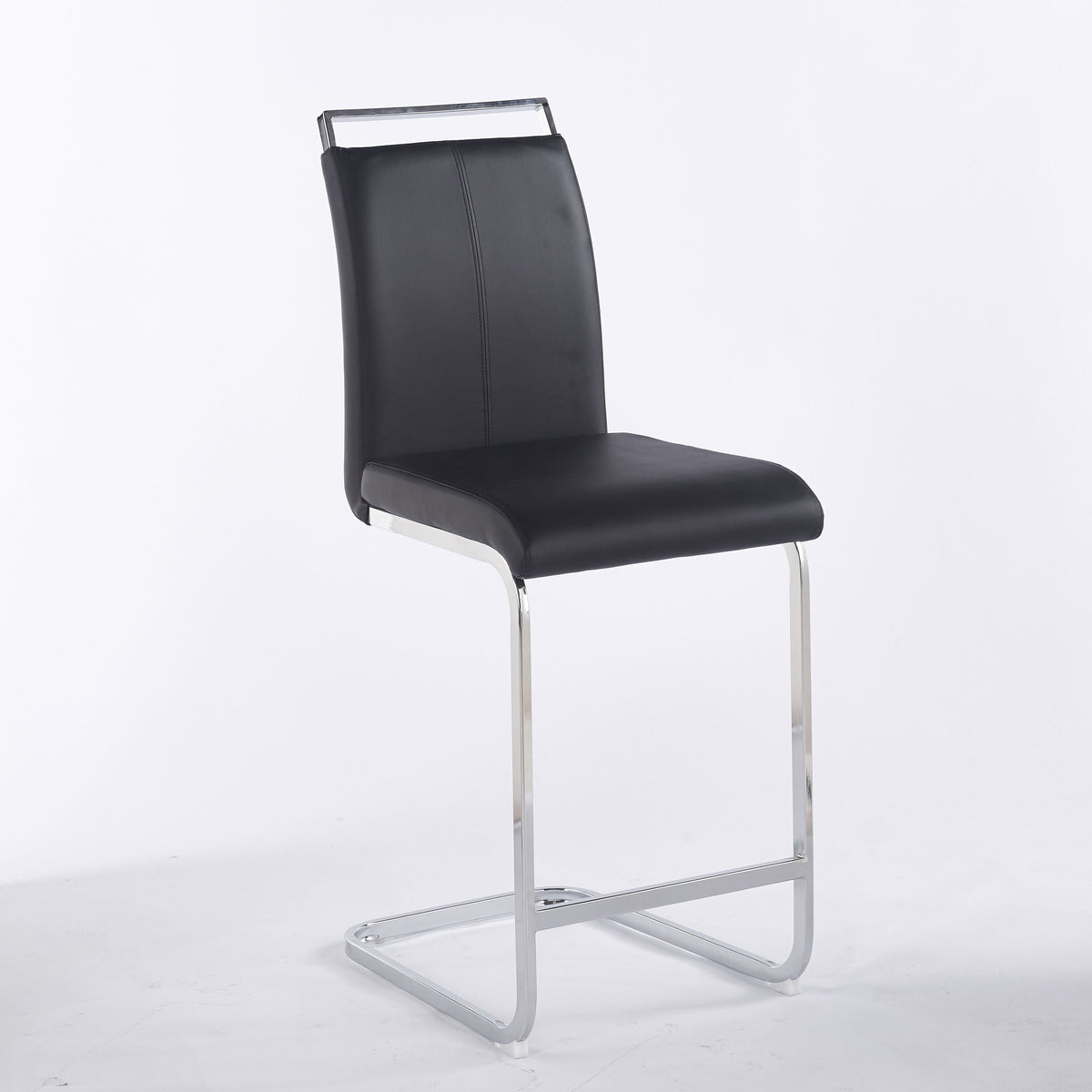 Contemporary Upholstered Dining Chair, Diamond Stitched PU Leather with Gold/Chrome Cantilever Base 4pCS/CTN