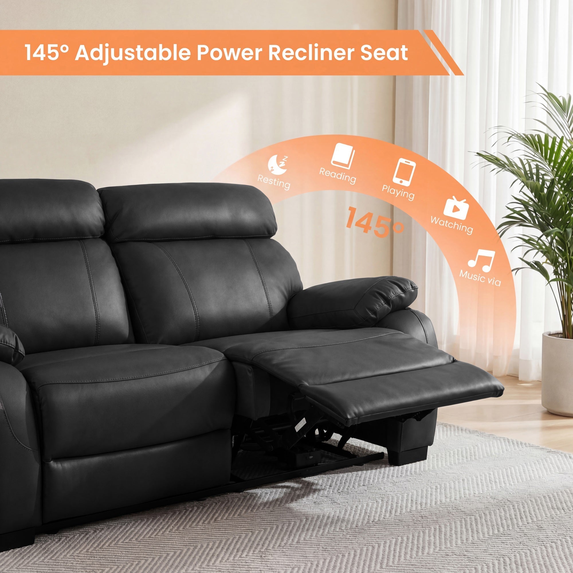 Harry Black Power Motion Loveseat