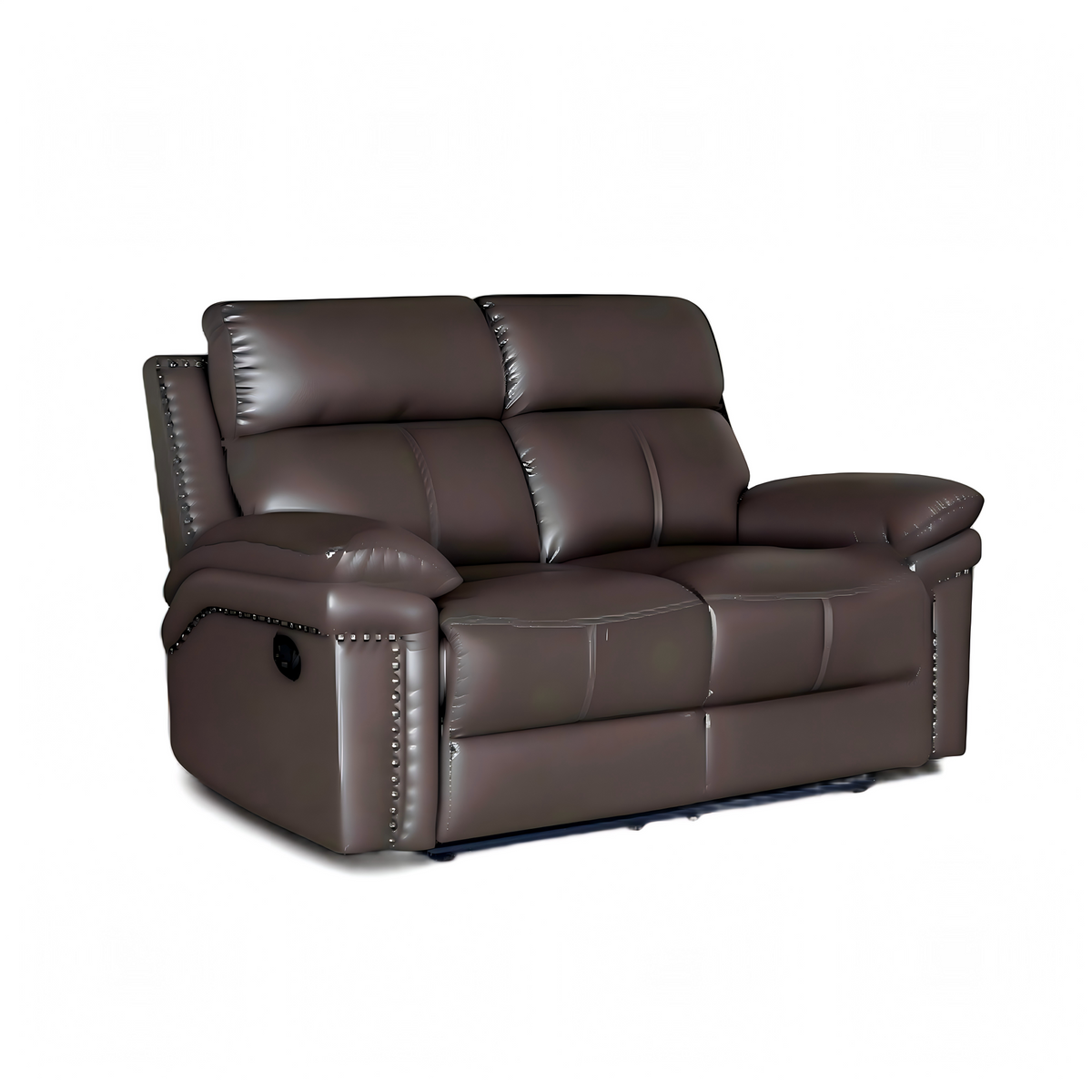 Bison Power Recliner & 2-Seater Sofa with Armrests and Storage, Breathable Leather, Home Theater Seating