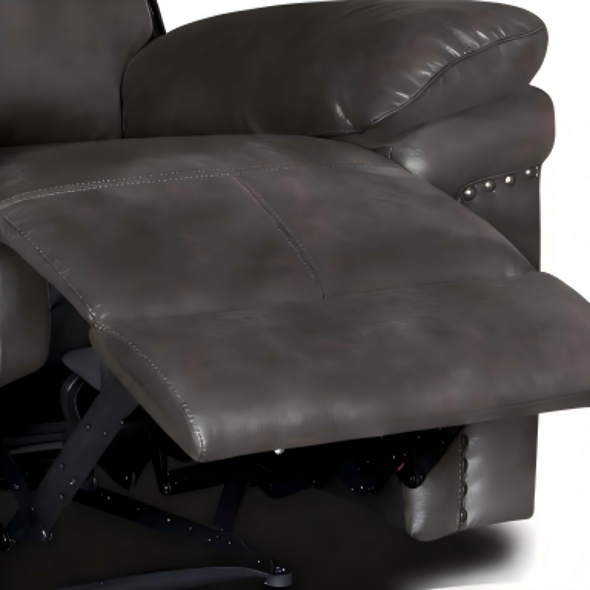 Bison Power Recliner & 2-Seater Sofa with Armrests and Storage, Breathable Leather, Home Theater Seating