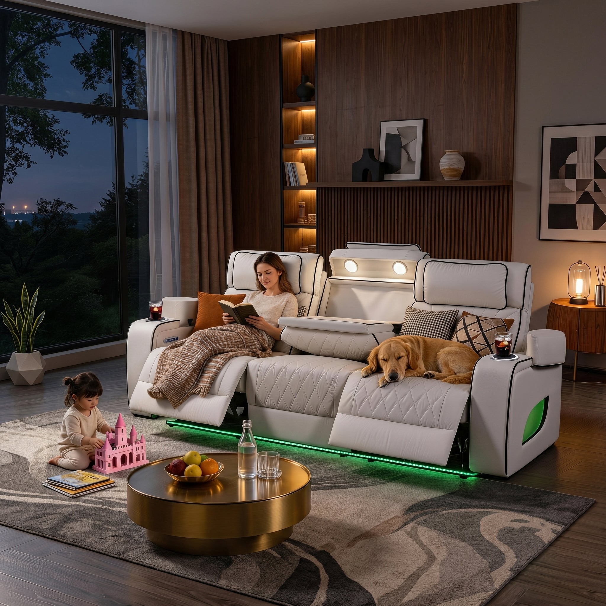 Jessie White Power Recliner 3-seater Sofa