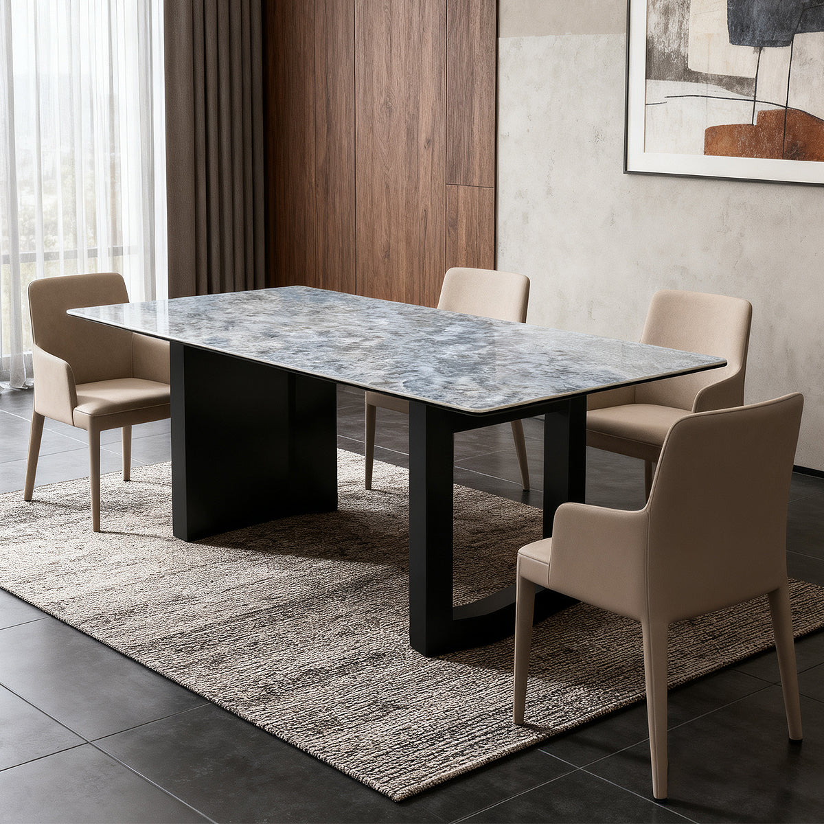 Rock plate dining table（Blue crystal）