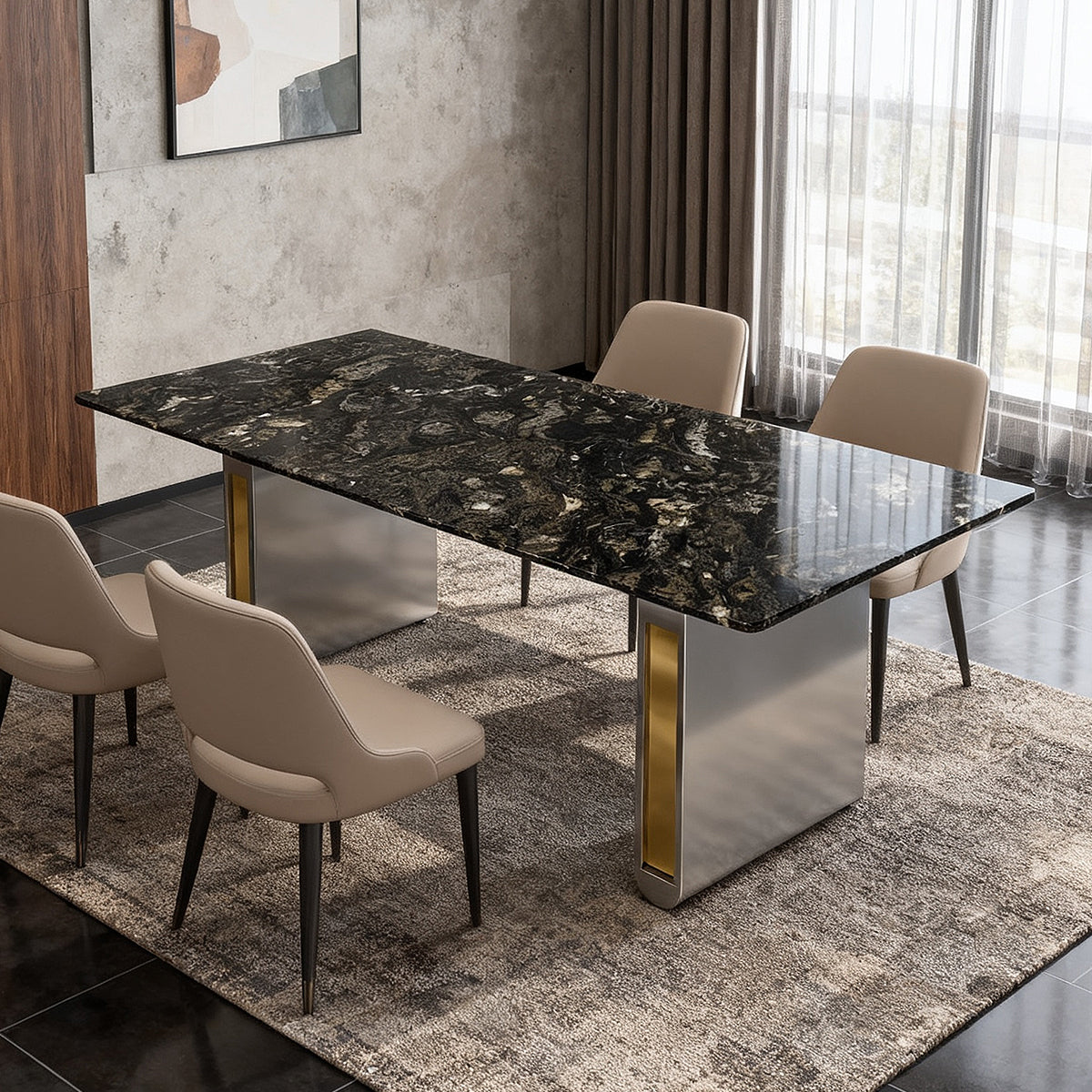 Luxurious stone dining table（The brilliant starry river）