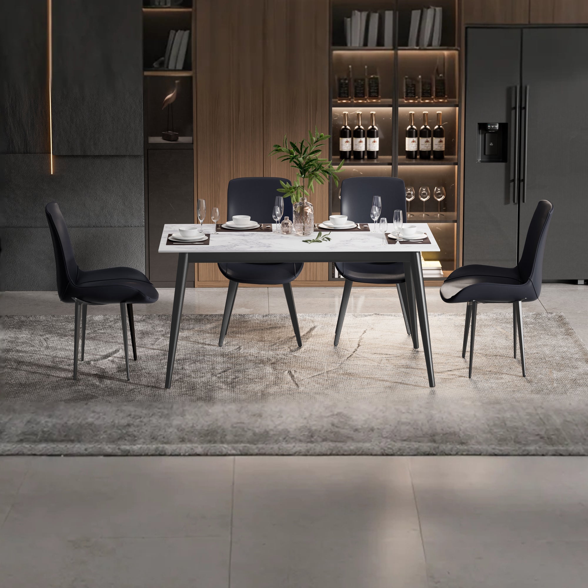 Black Stainless Steel Base Dining table (B0002-140)