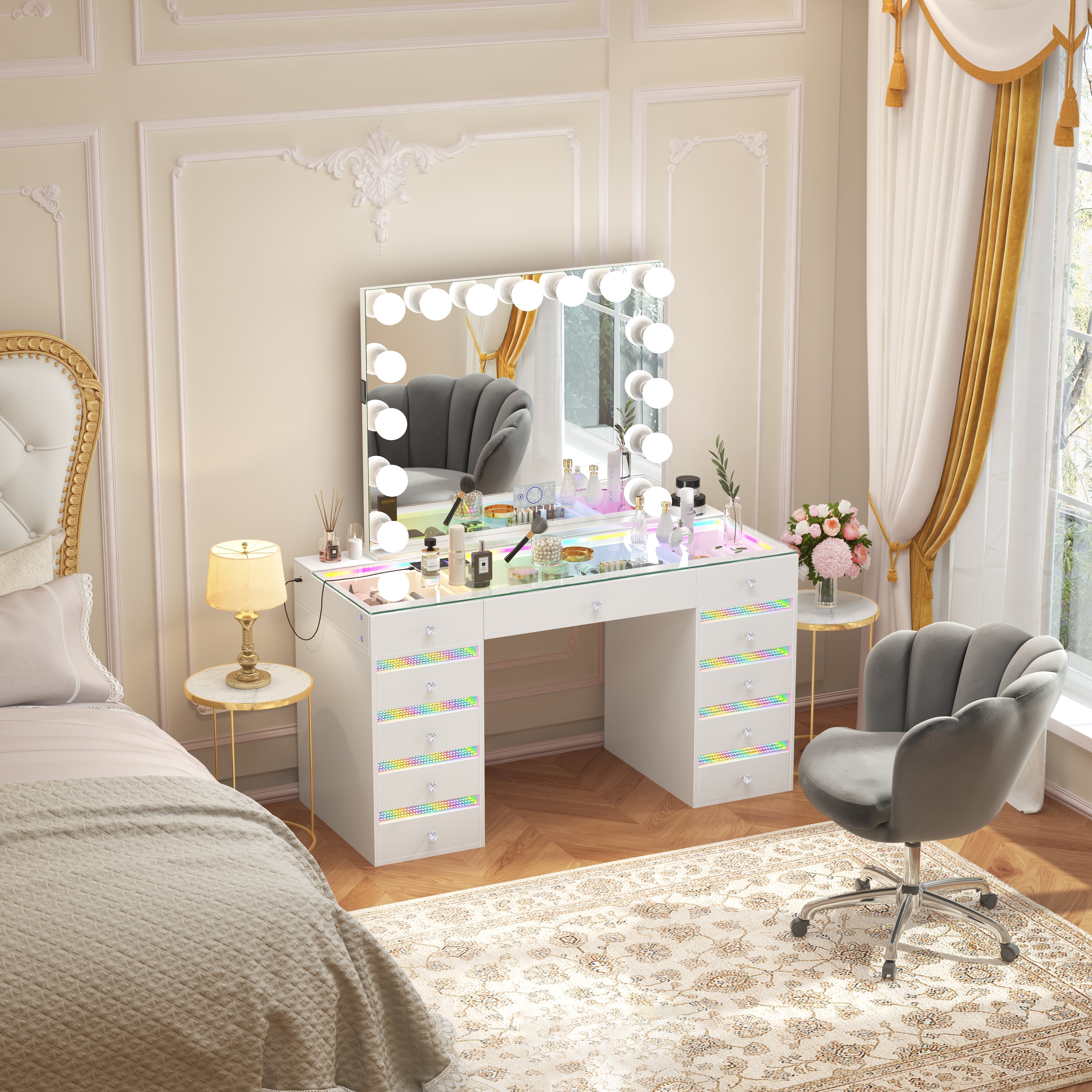 VANITII Fenair Vanity Desk with RGB light including Vanity Mirror