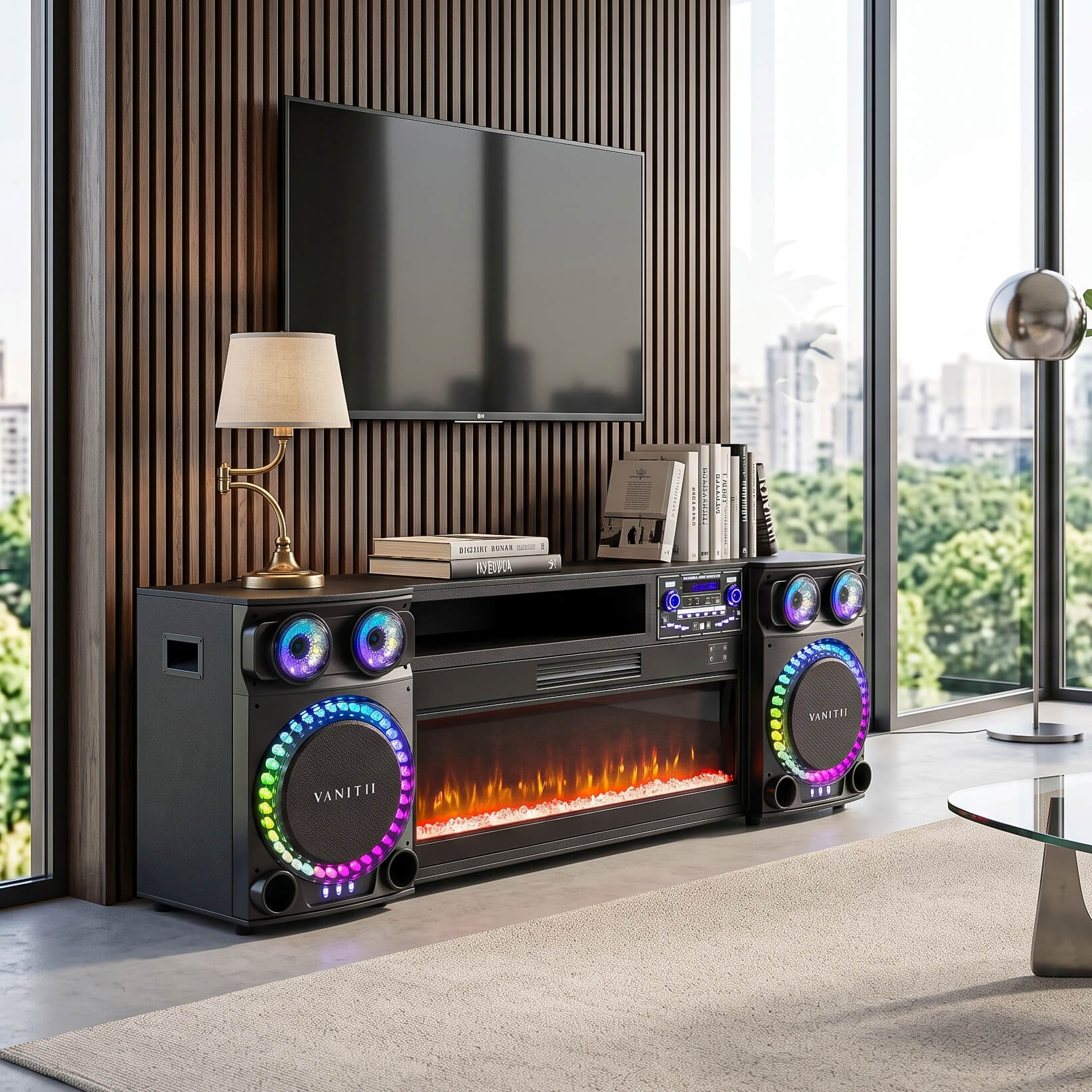 VANITII Smart Fireplace TV Stand & Sound Station