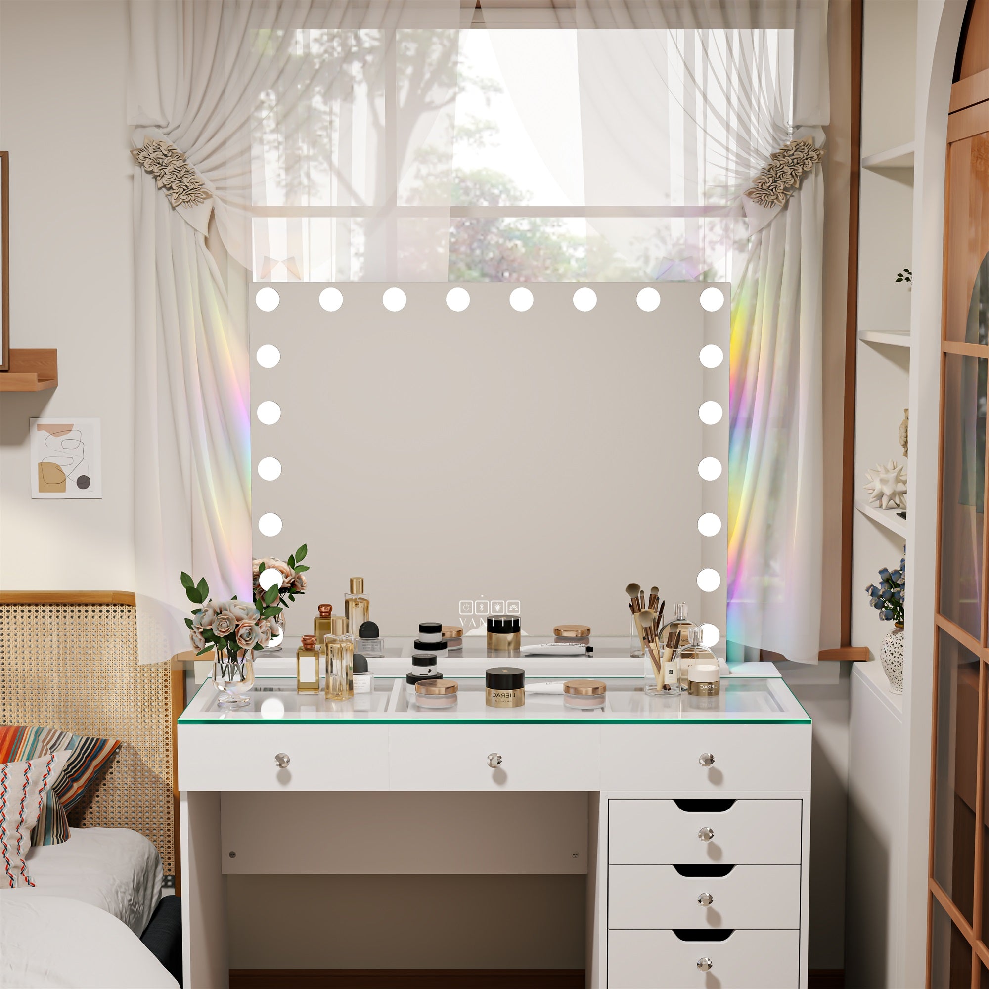 VANITII Mary Hollywood Vanity Mirror with RGB and Bluetooth Speaker