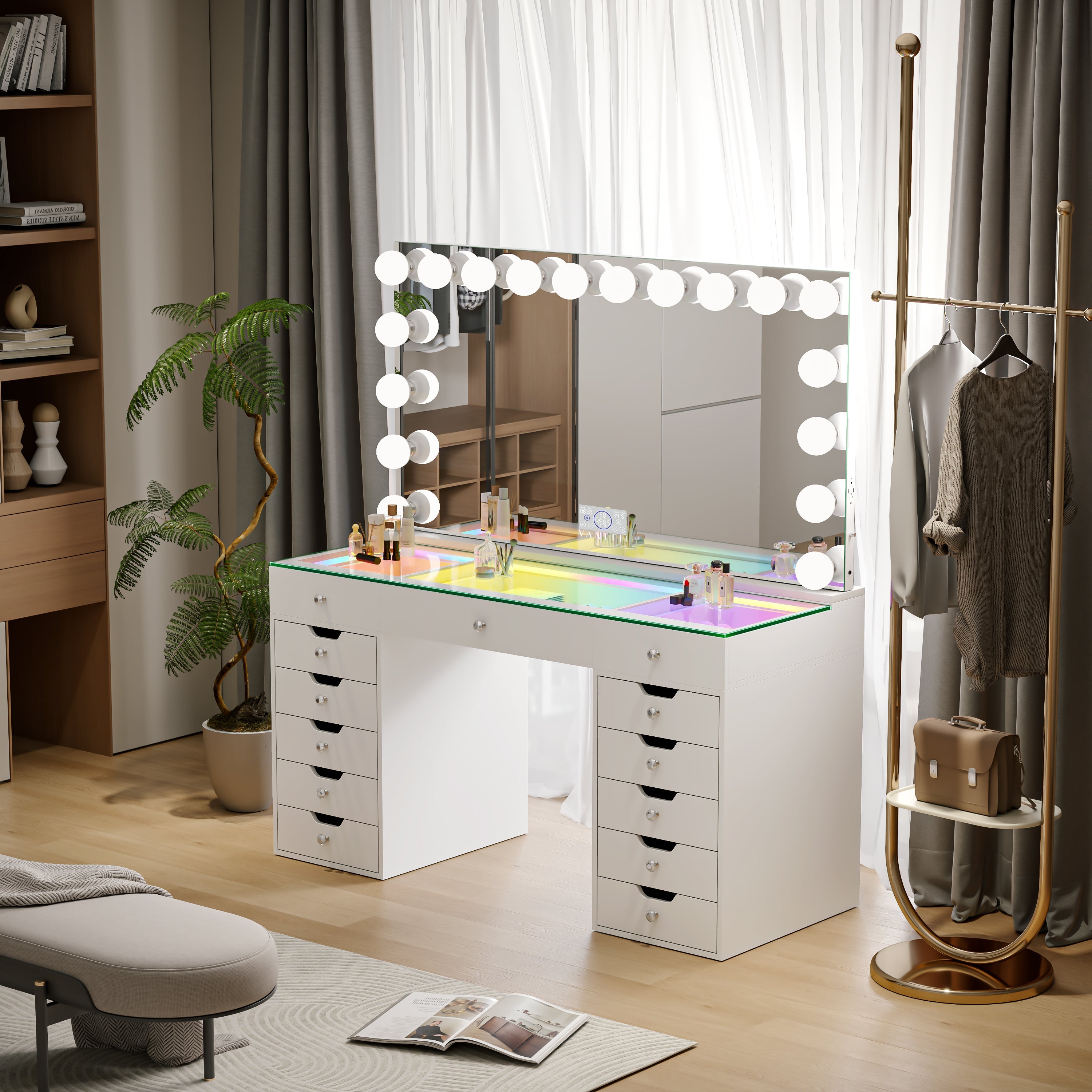 VANITII Eva Vanity Set with 18 Bulbs Hollywood Vanity Mirror