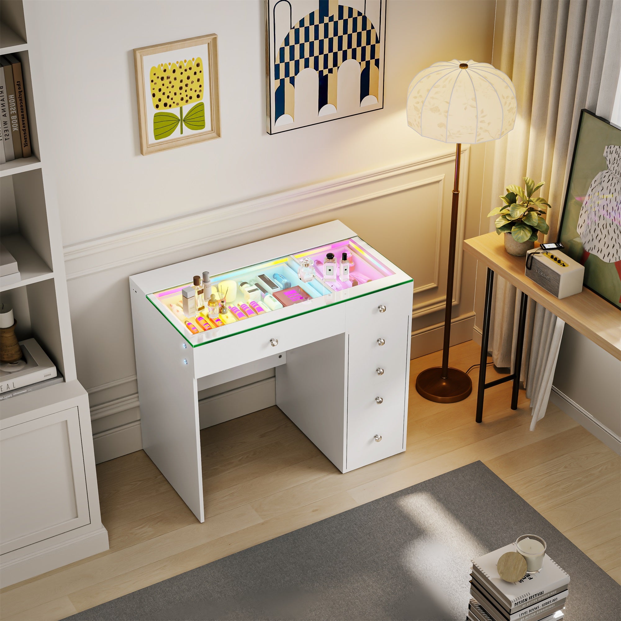 VANITII Mini Diana Vanity Desk- 6 Storage Drawers