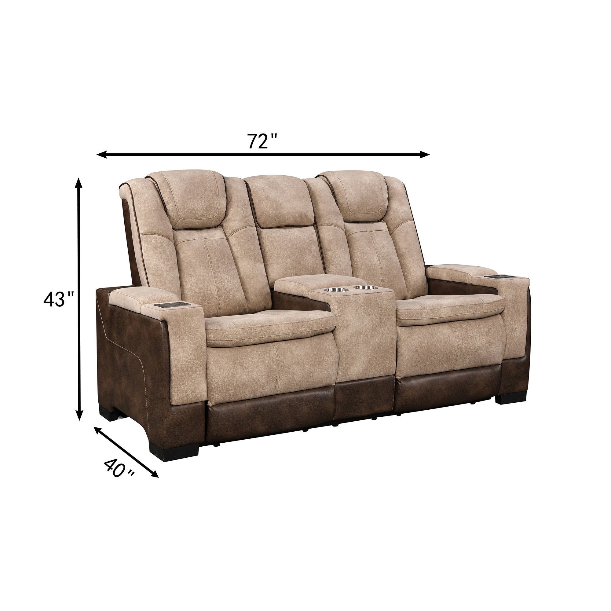 Size of Charlie brown power recliner loveseat