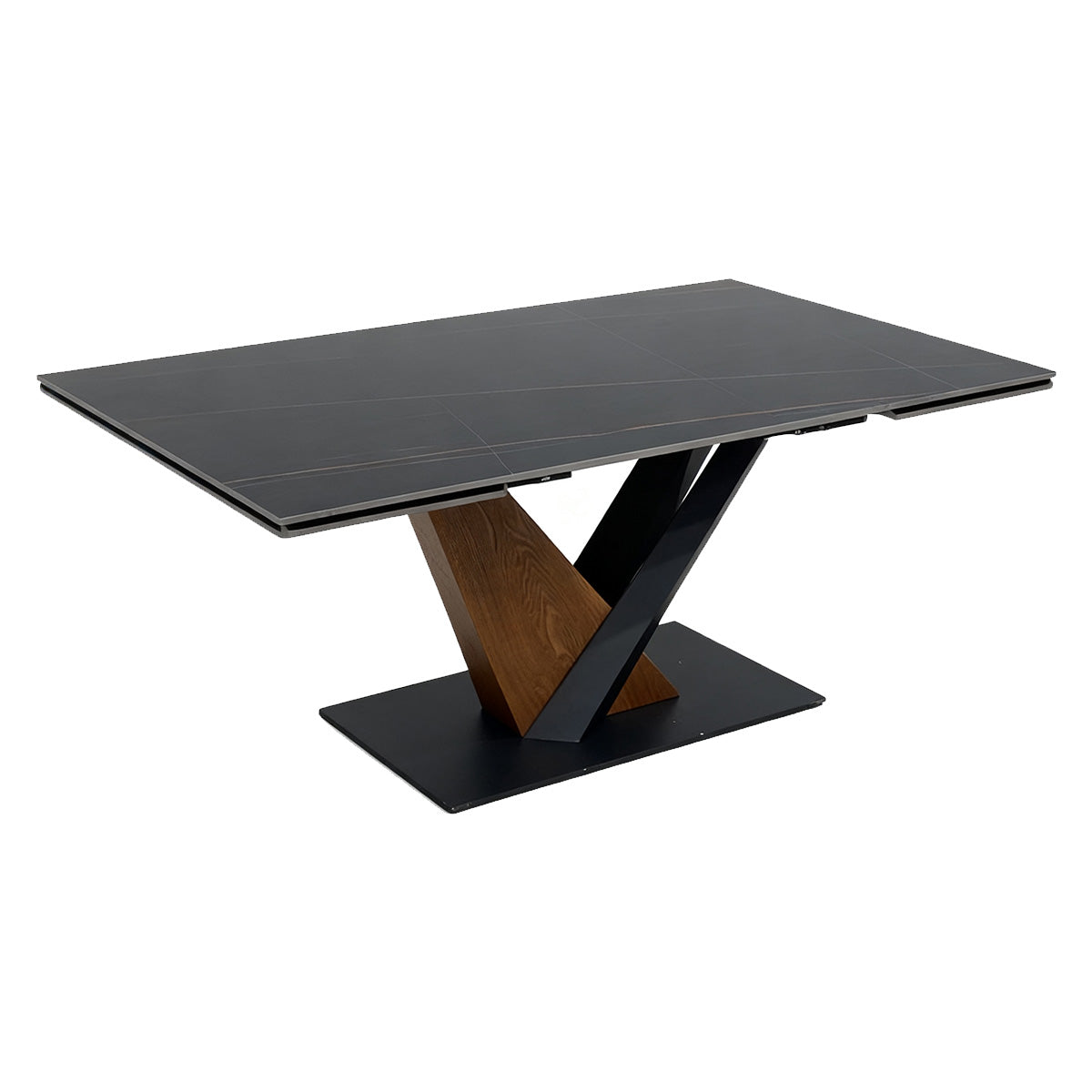 Rock plate functional dining table（Lauren Black Gold）