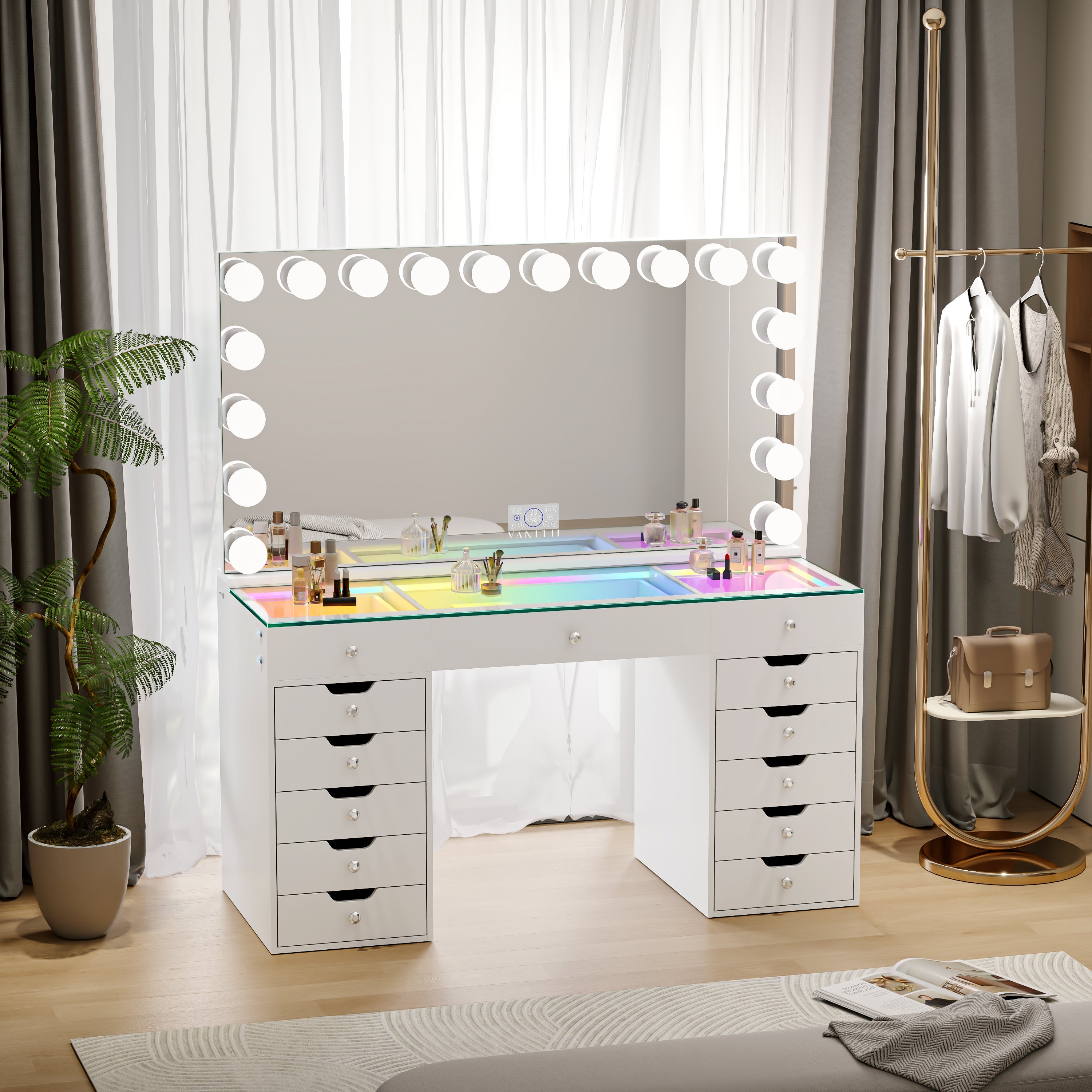 VANITII Eva Vanity Set with 18 Bulbs Hollywood Vanity Mirror