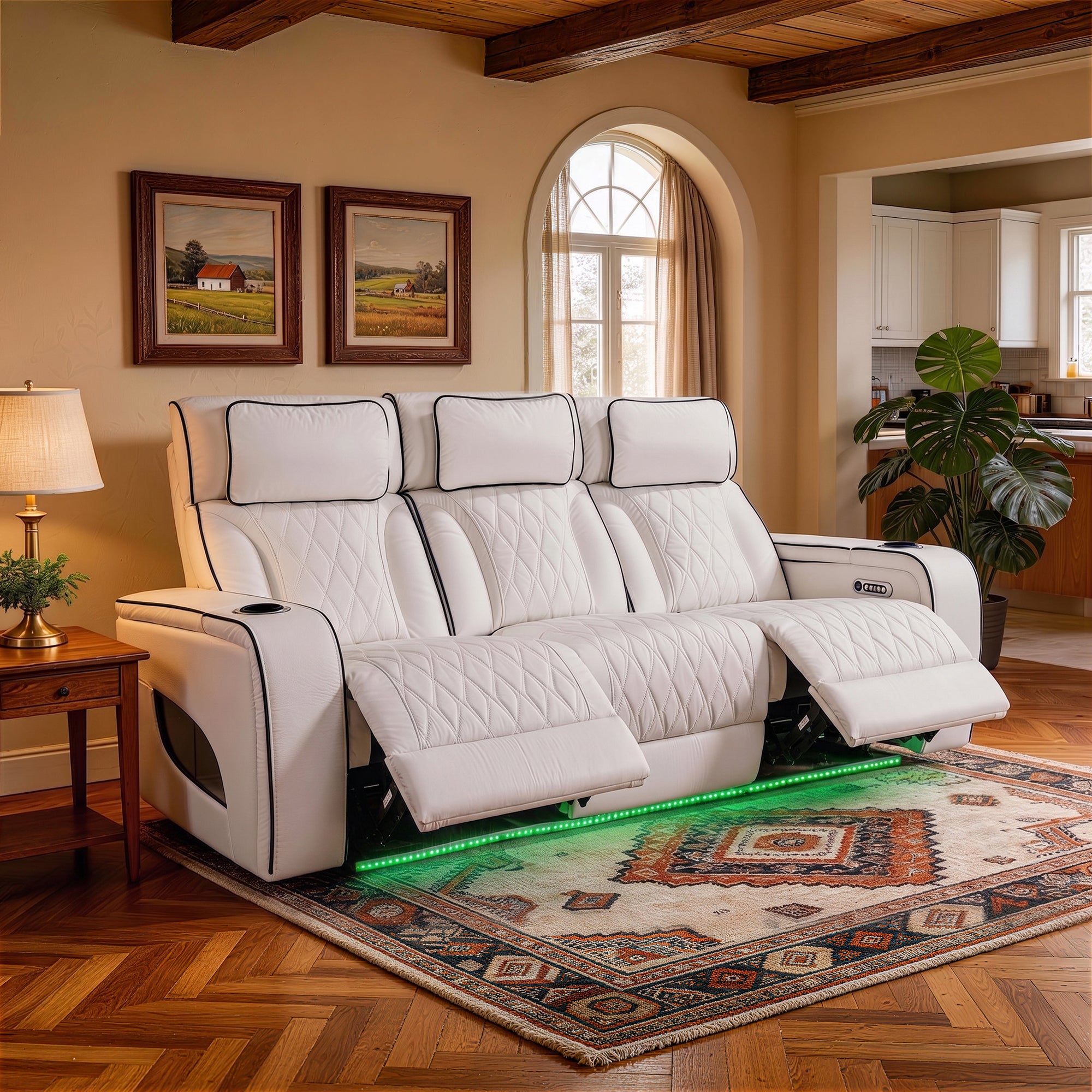 Jessie White Power Recliner 3-seater Sofa