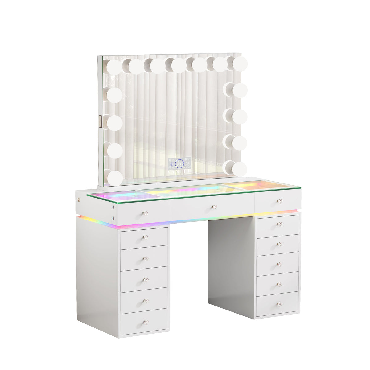 VANITII Mini Eva Vanity Desk Set - 13 Storage Drawers With 15 Bulbs
