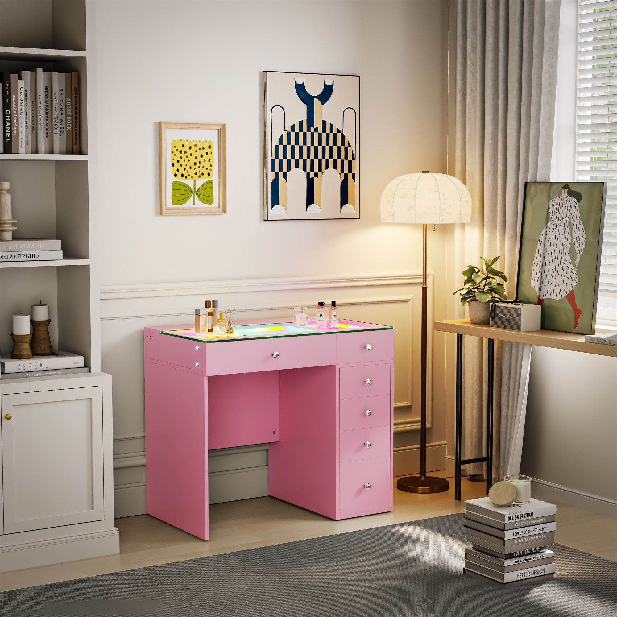 VANITII Mini Diana Vanity Desk- 6 Storage Drawers
