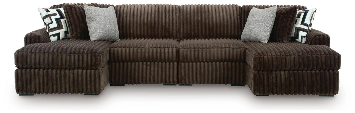 Midnight-Madness Double Chaise Sectional - Chocolate