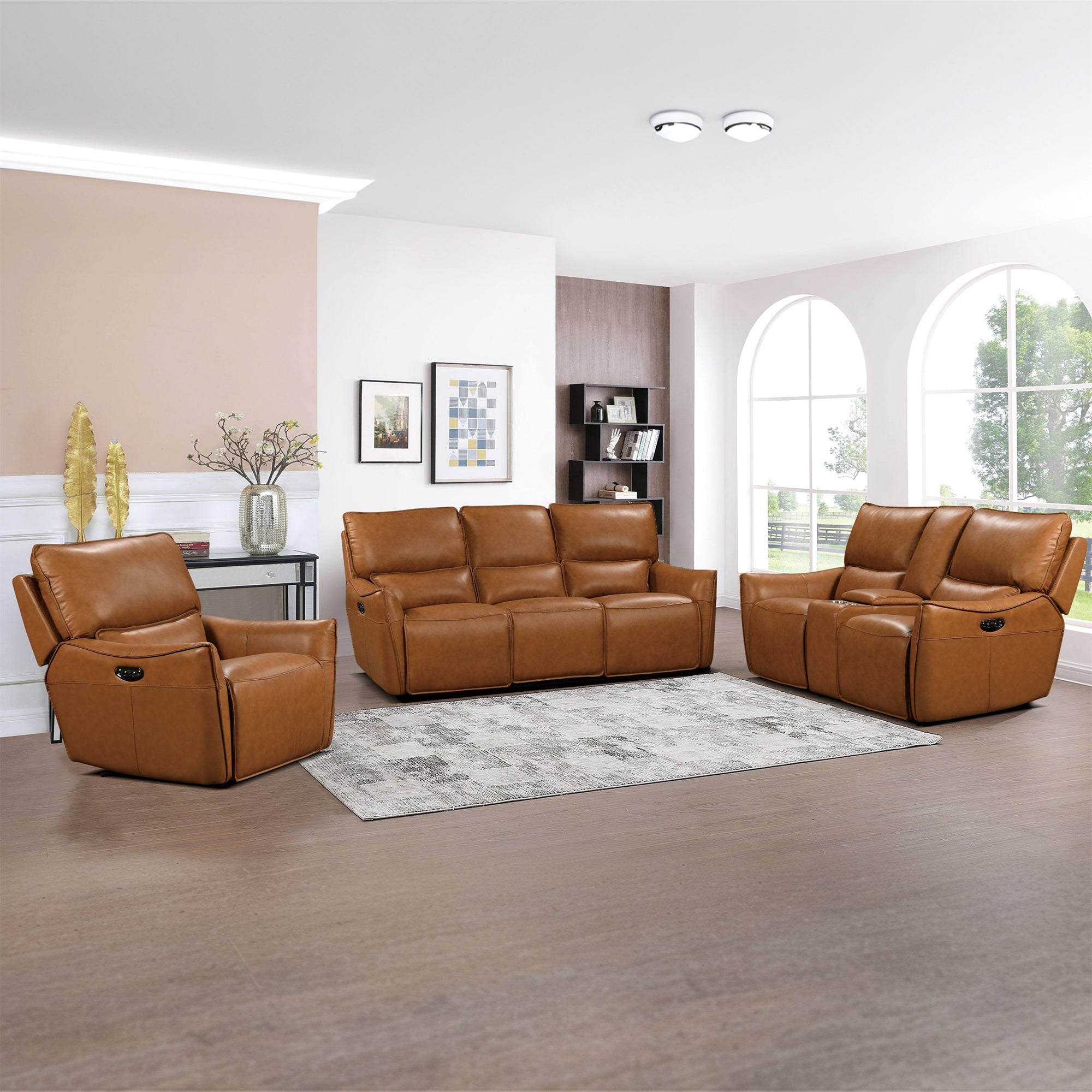 Power Recliner Sofa & Loveseat & Chair MR2676 Tan