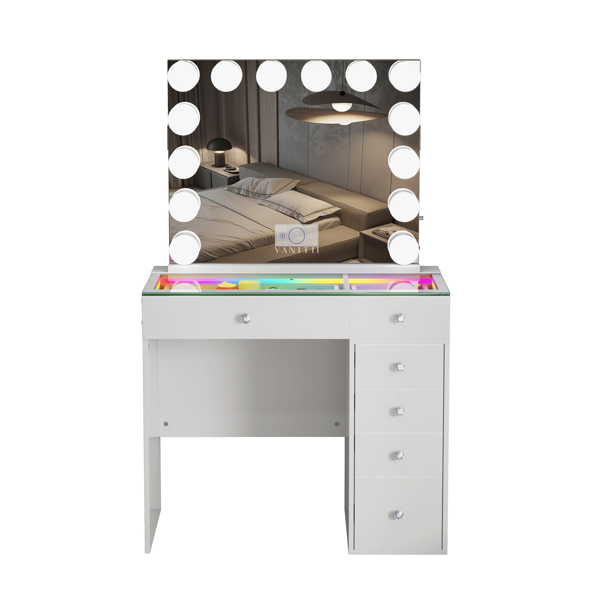 New Release ! Mini Diana -6 Storage Drawers Vanity Set with Mirror
