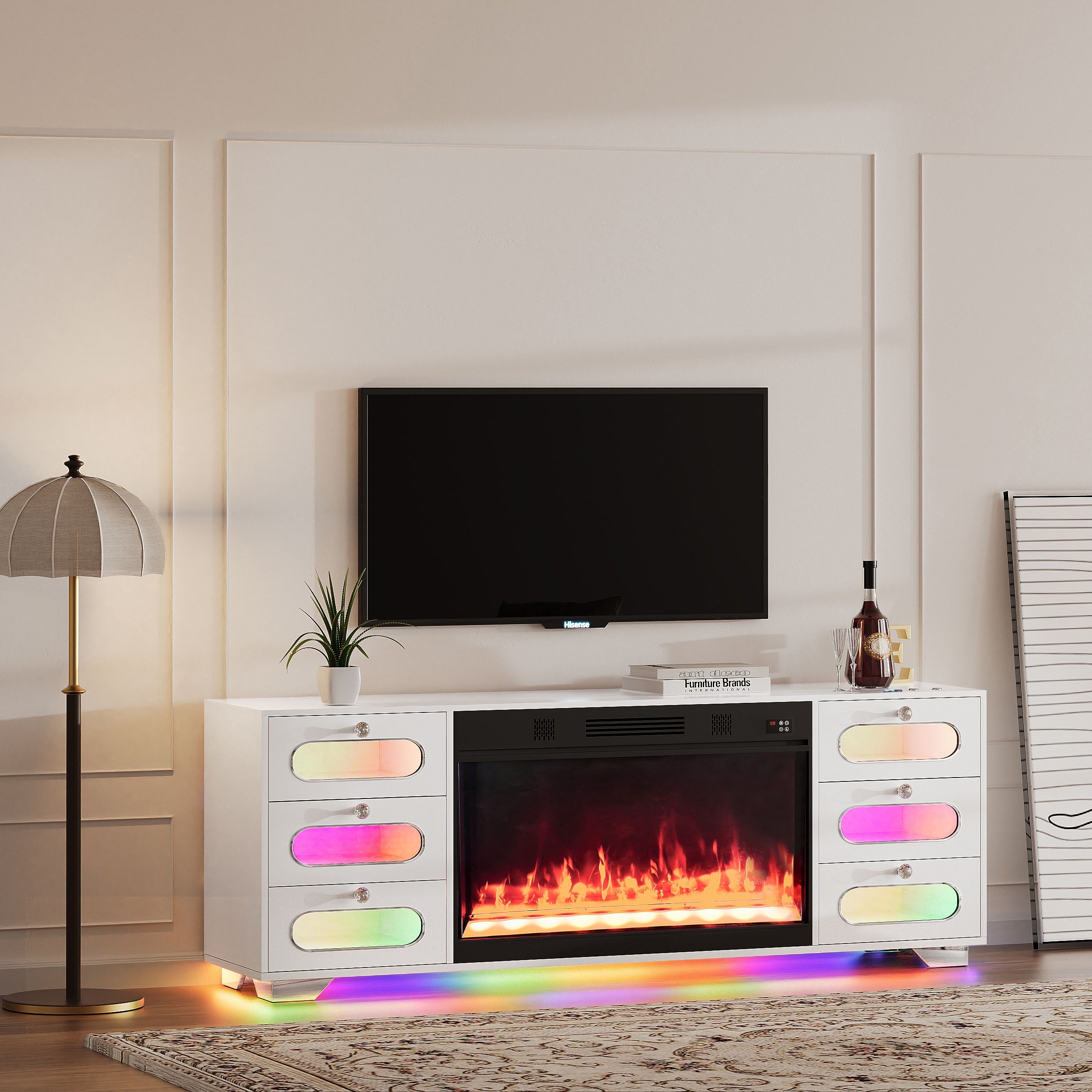 SOFIA Fully Assembled 70" TV Stand Fireplace