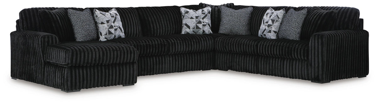 Midnight-Madness Sectional with Chaise - Onyx