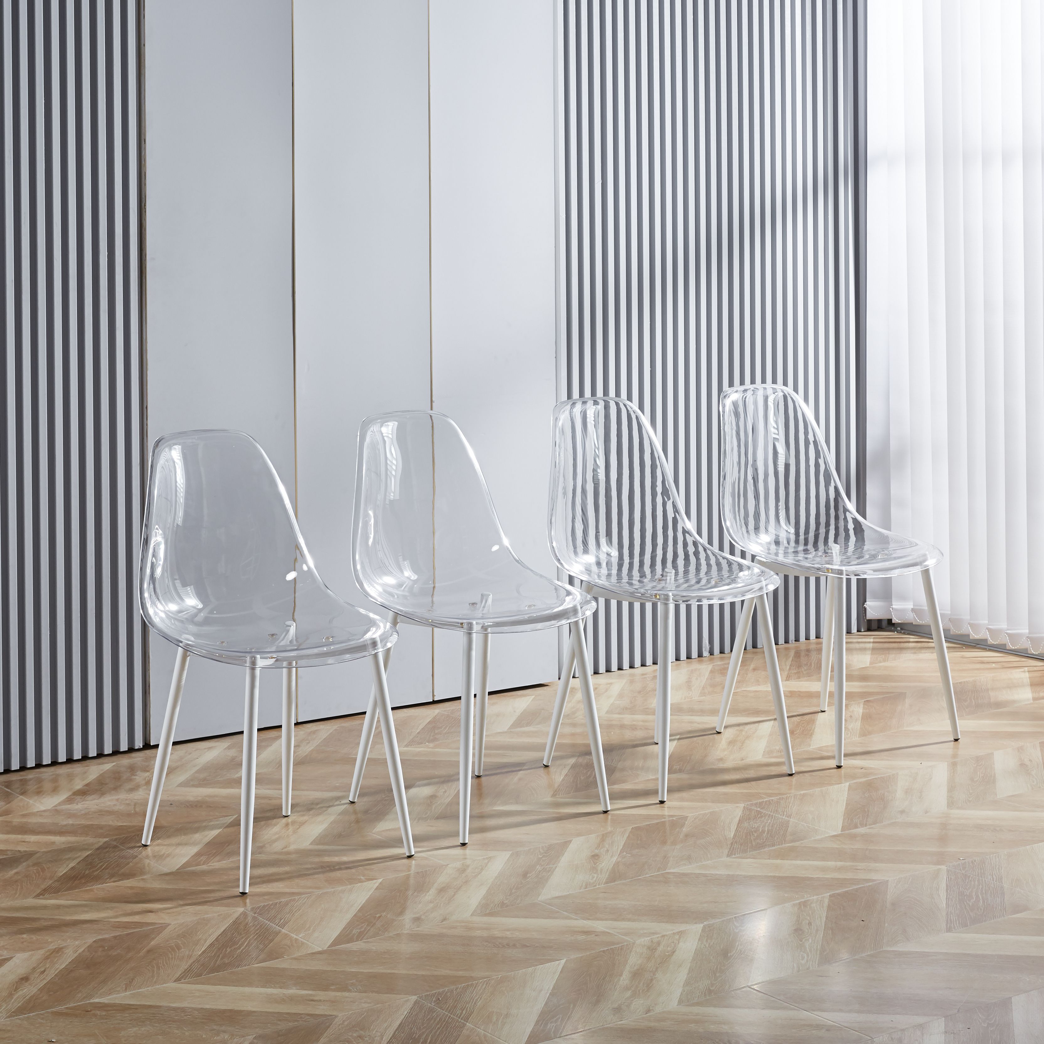 Clear Acrylic Accent Side Chairs w/ Metal Legs for Dining/Kitchen/Living Room