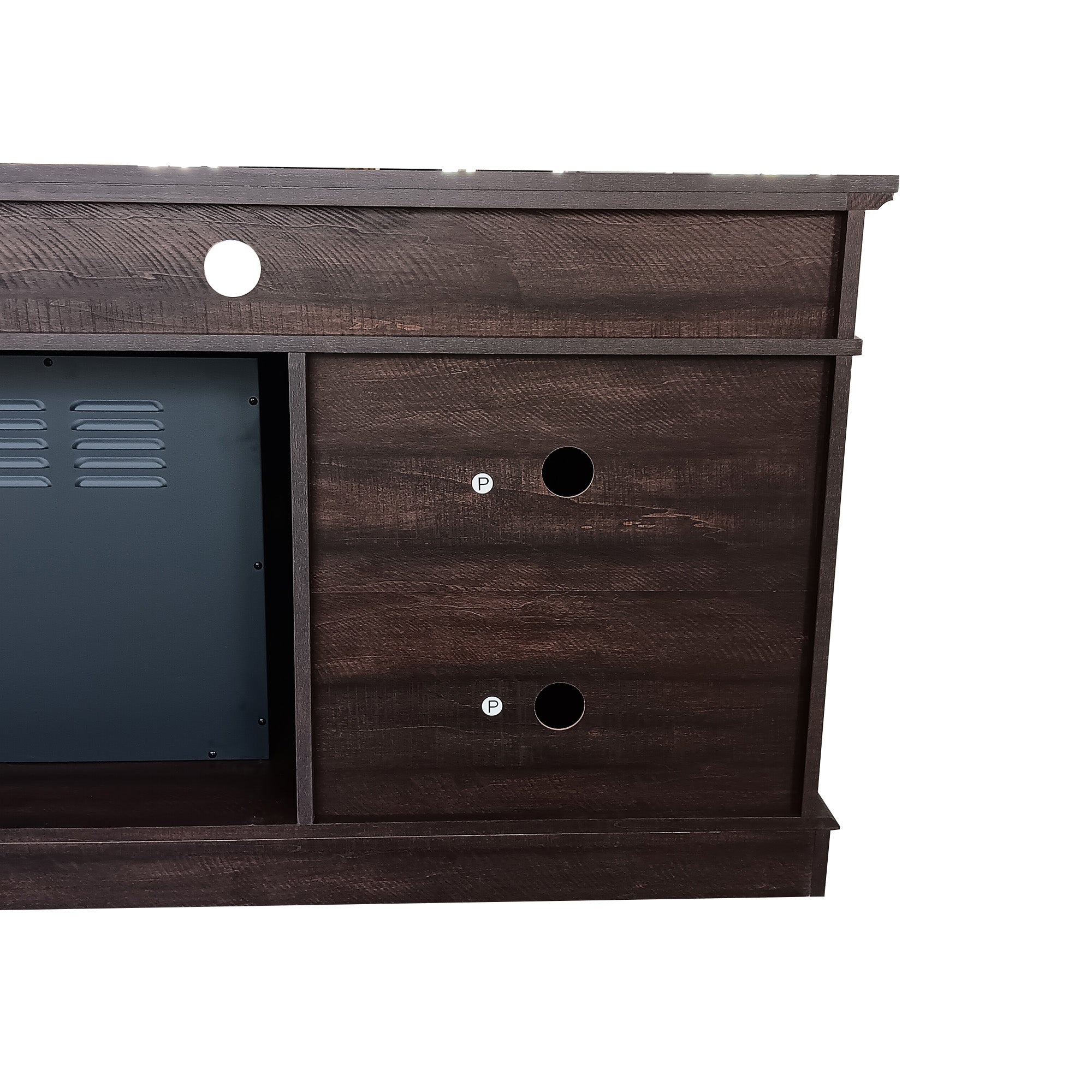 72" Brown Oak Melamine Veneer Fireplace TV stand with Bluetooth